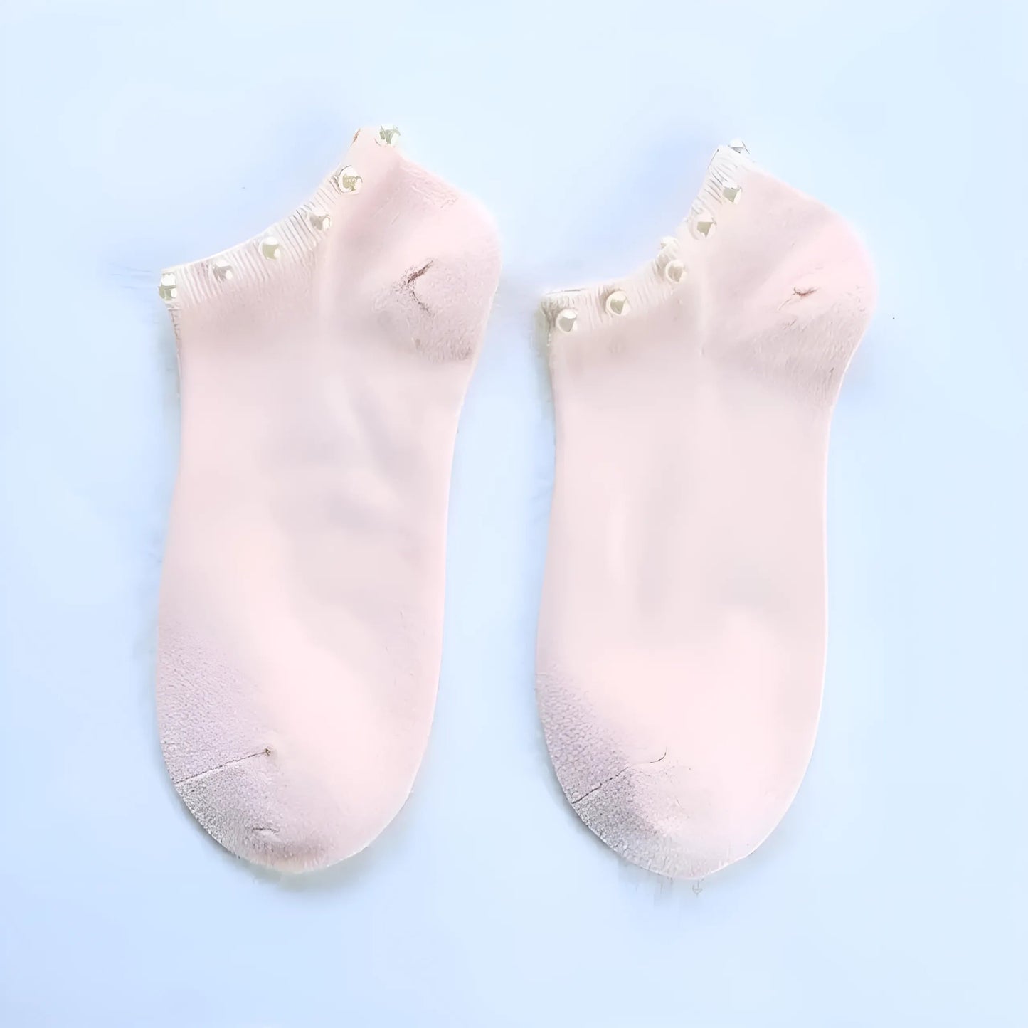 Rose Chaussettes ornées de perles pour femmes