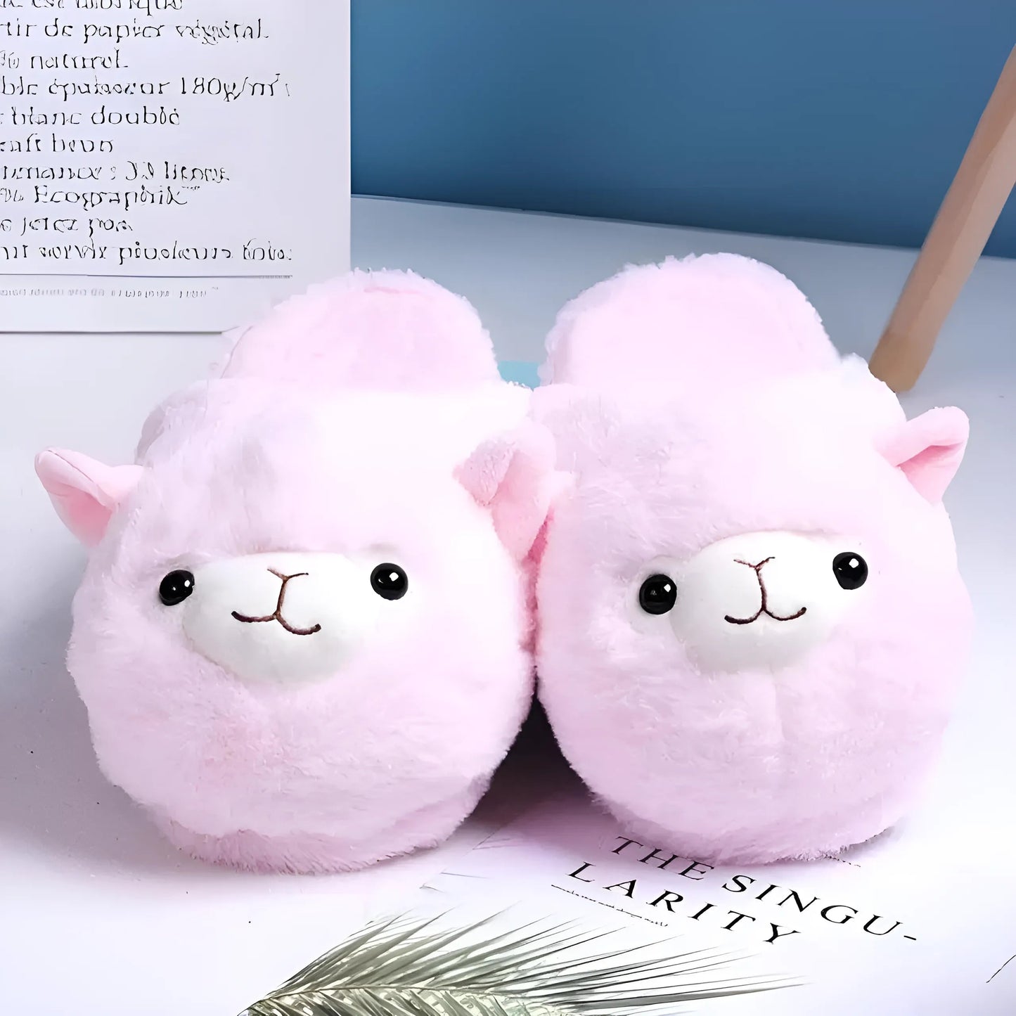 Rose Chaussons en lama pour femmes