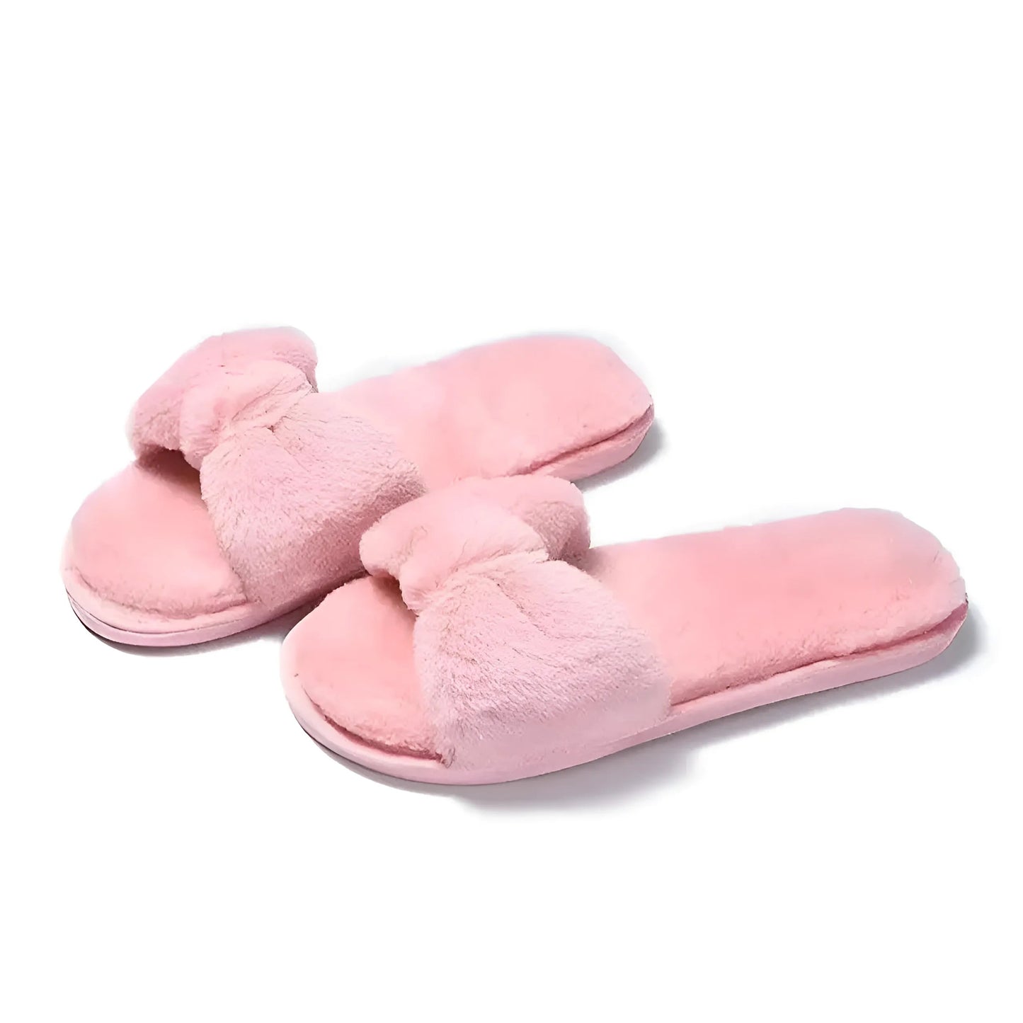 Rose Chaussons pour femmes avec nœud