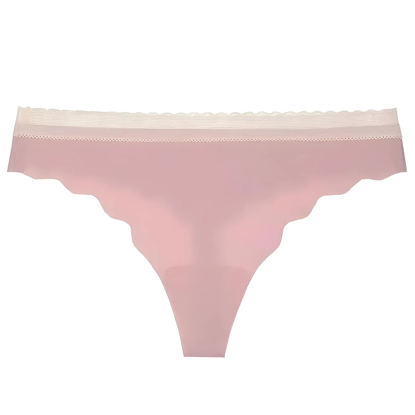 Rose clair String en dentelle sans couture