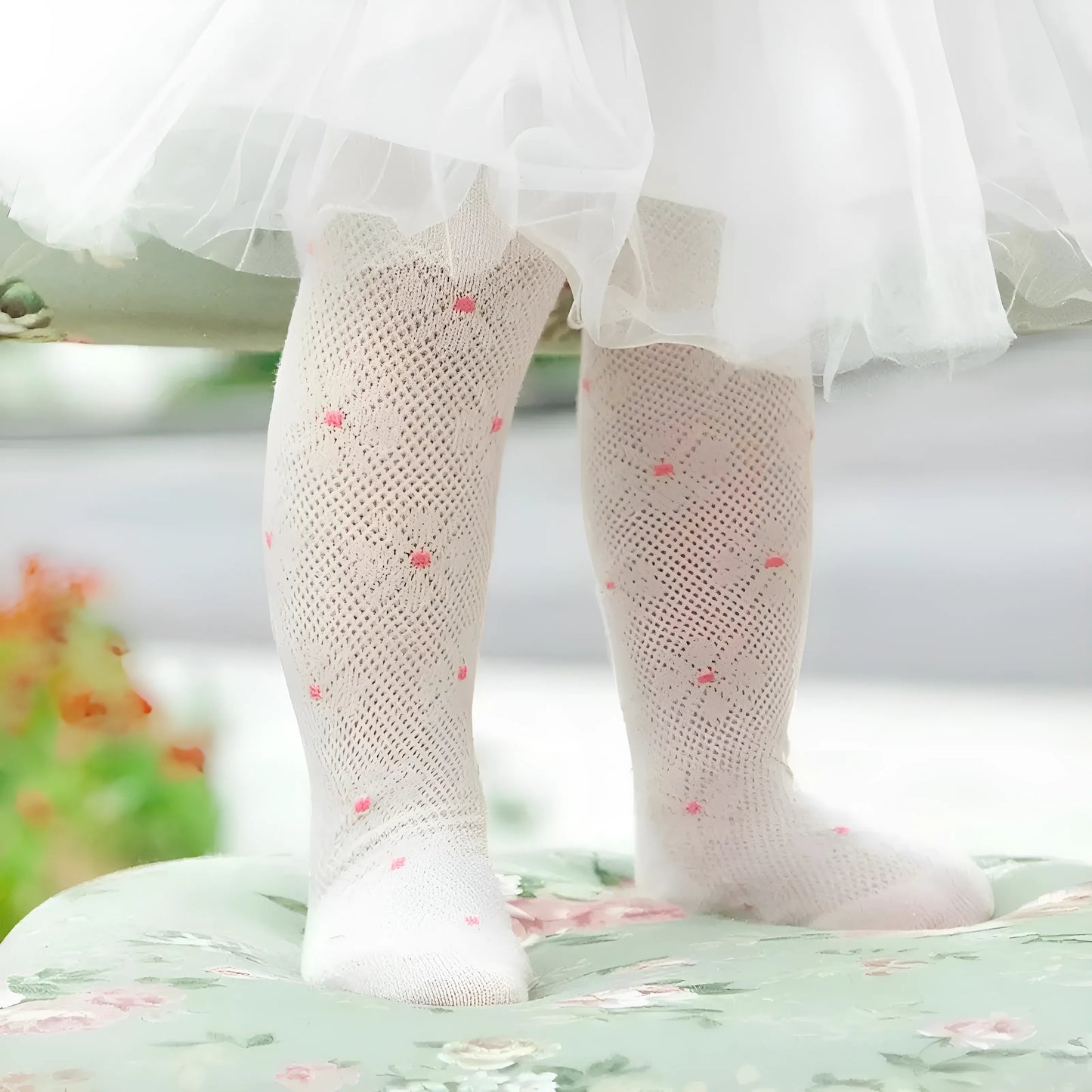 Rose Collants pour enfants avec motif floral