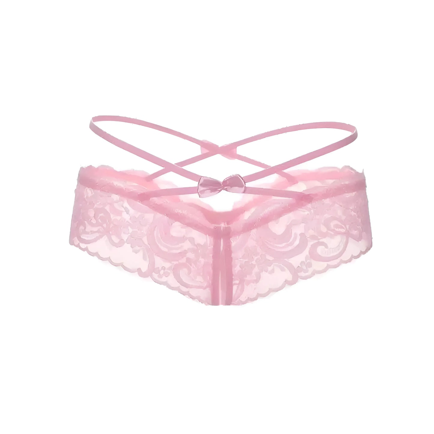 Rose Culottes en dentelle avec des bretelles décoratives