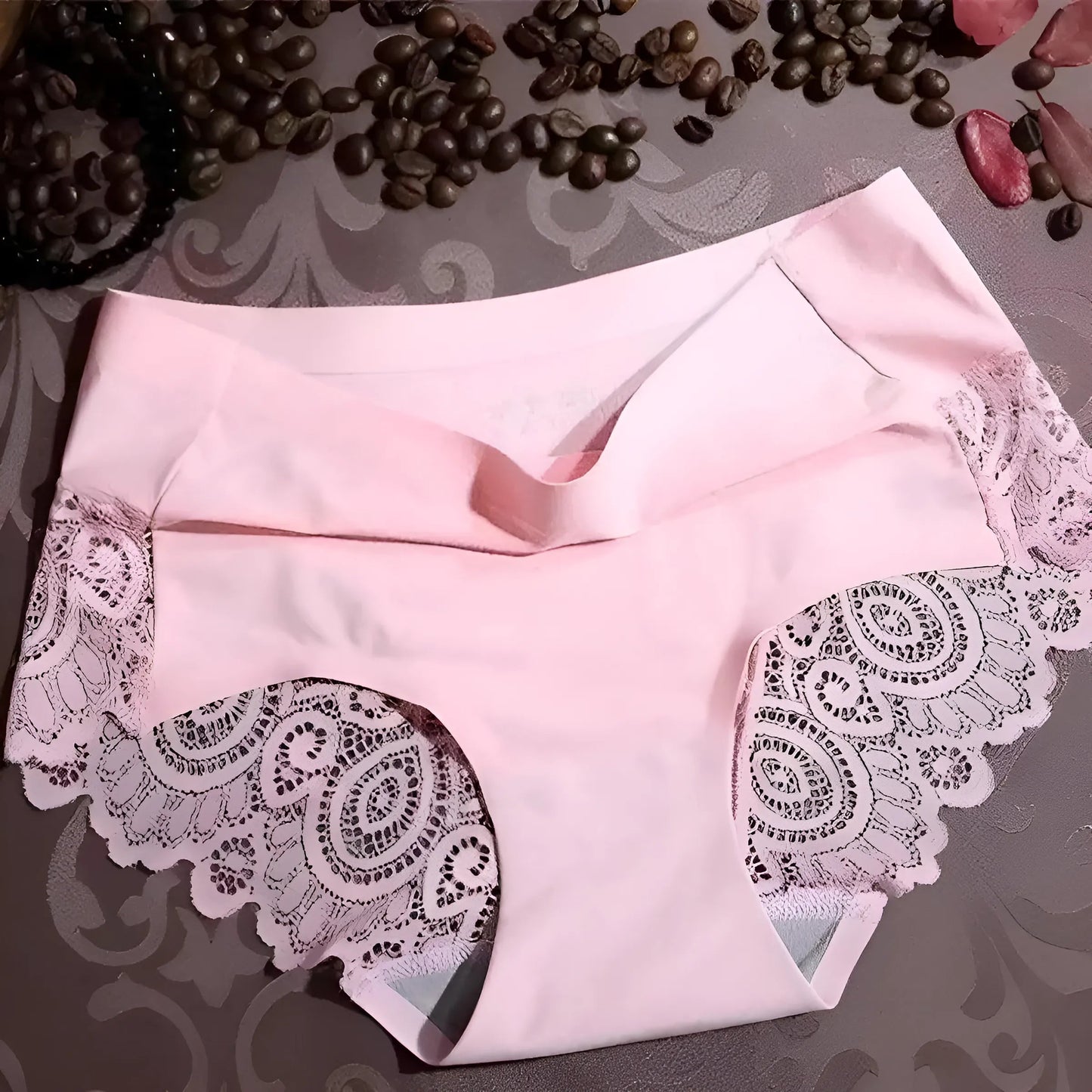 Rose Culottes sans couture avec détail en dentelle à l'arrière