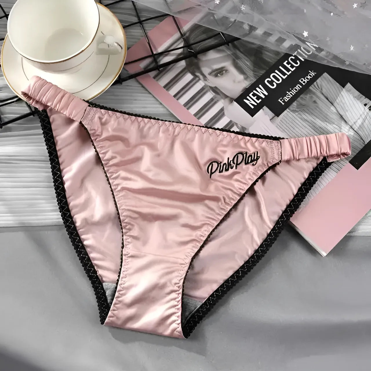 Rose Culottes Satin Classic avec taille élastique