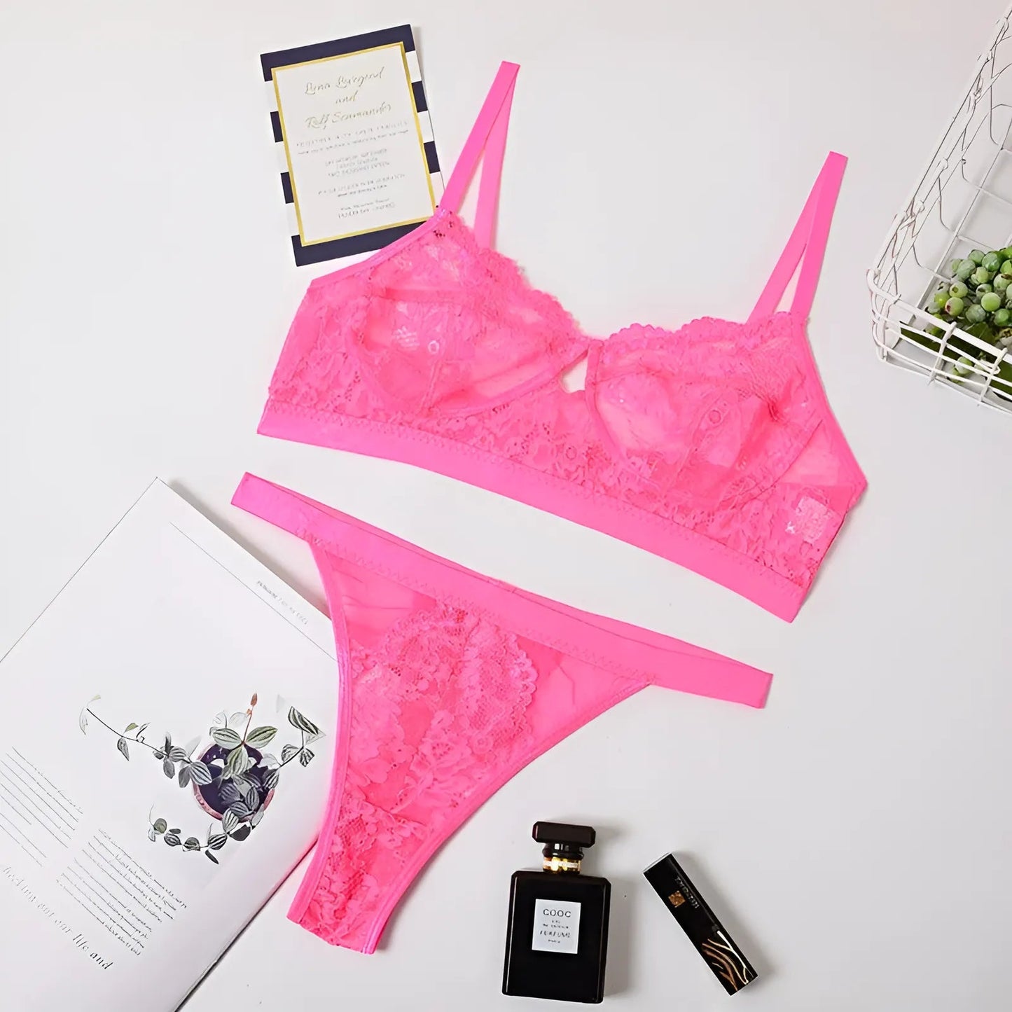 Rose Ensemble de lingerie en dentelle