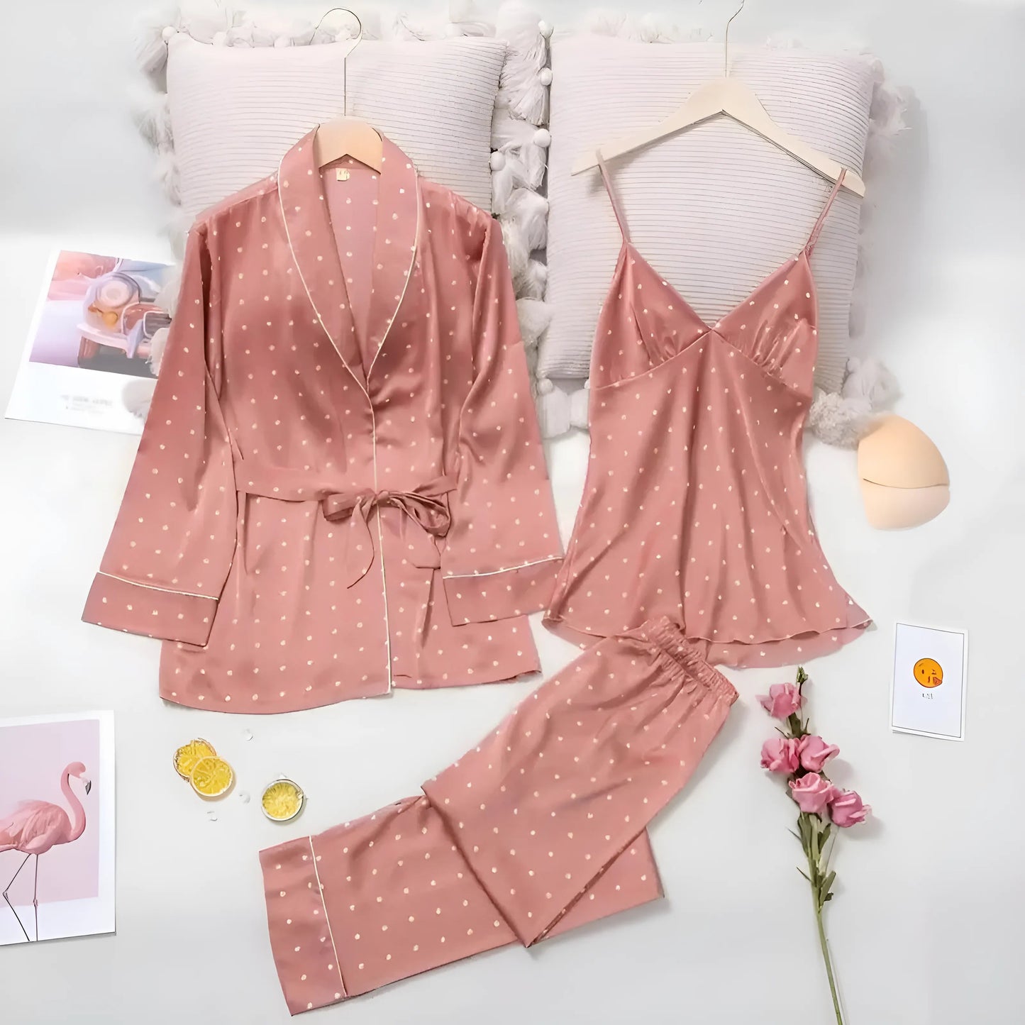 Rose Ensemble de sommeil 3 pièces