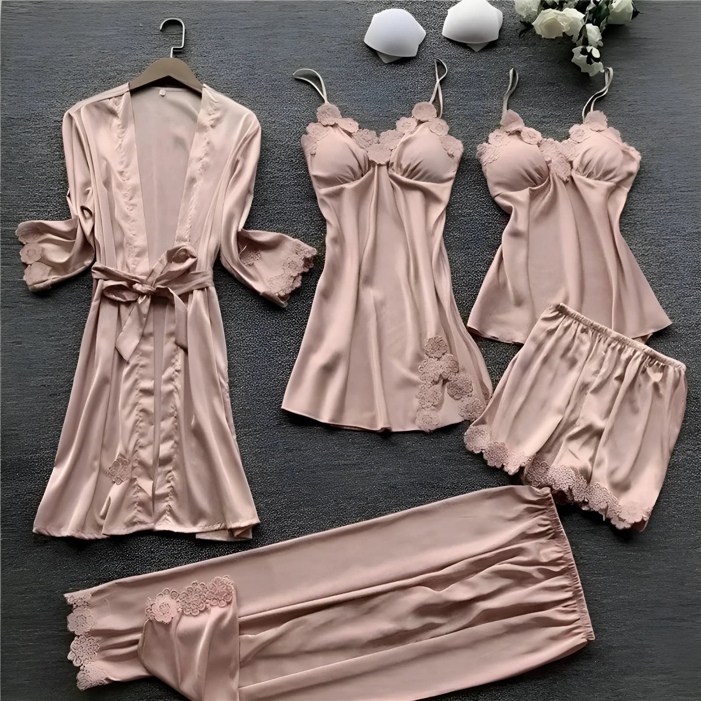 Rose Ensemble de sommeil cinq pièces