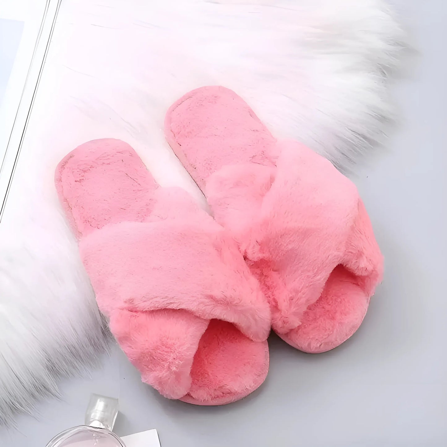 Rose foncé Chaussons moelleux pour femmes