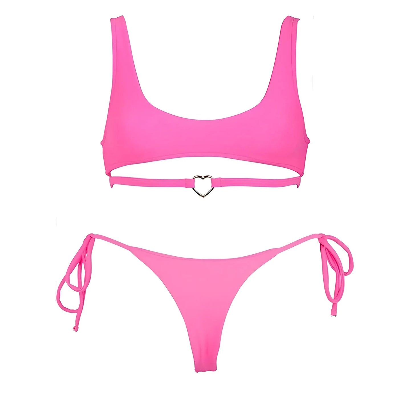 Rose Maillot de bain deux pièces avec bande sous la poitrine
