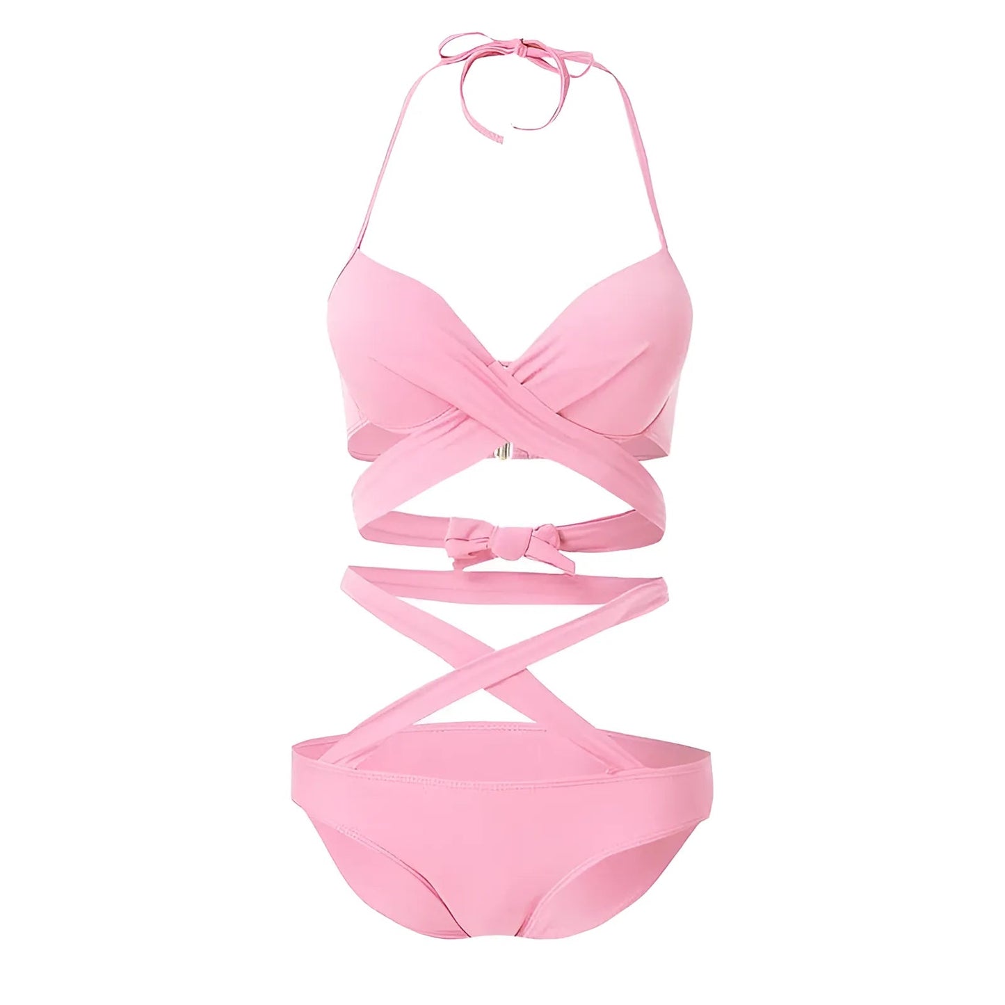 Rose Maillot de bain deux pièces avec bretelles