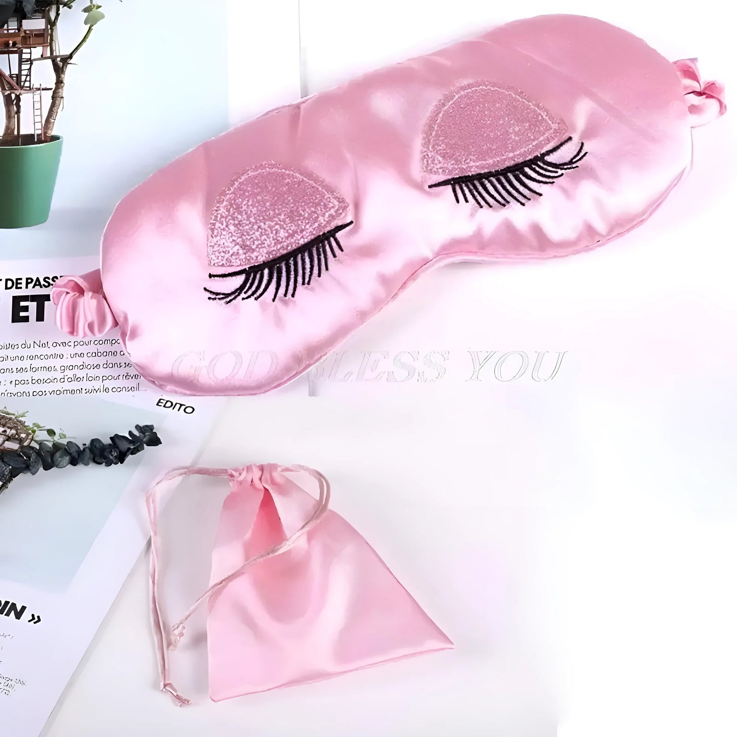 Rose Masque de sommeil en soie