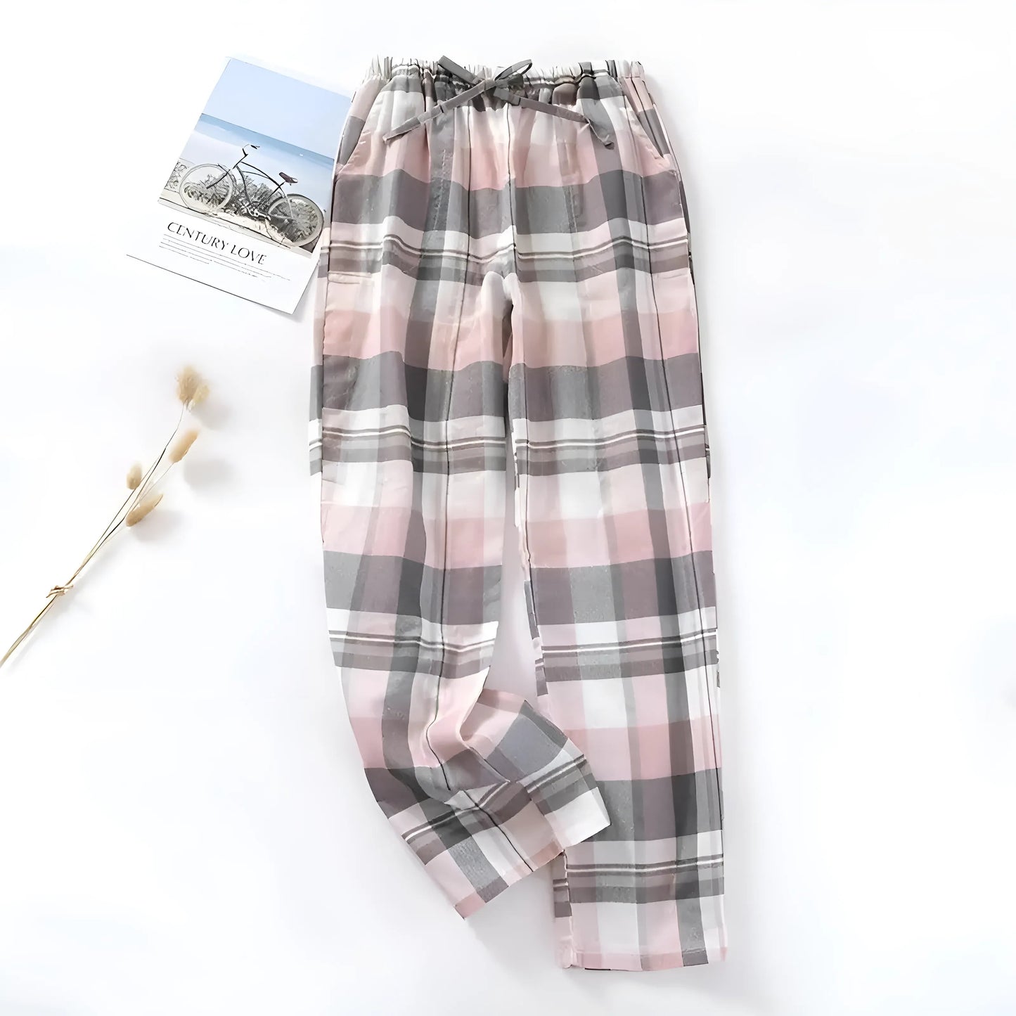 Rose Pantalons de pyjama à carreaux