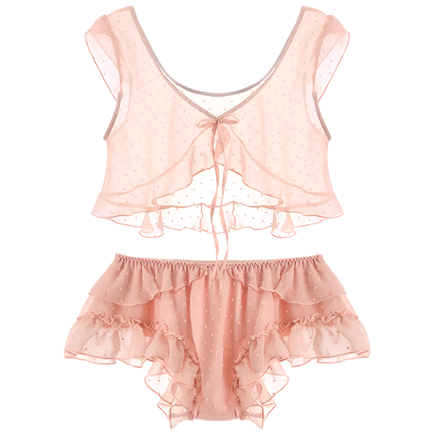 Rose Pyjamas pour femmes avec volants