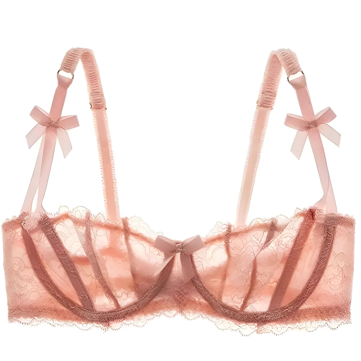Rose Soutien-gorge en dentelle avec des nœuds