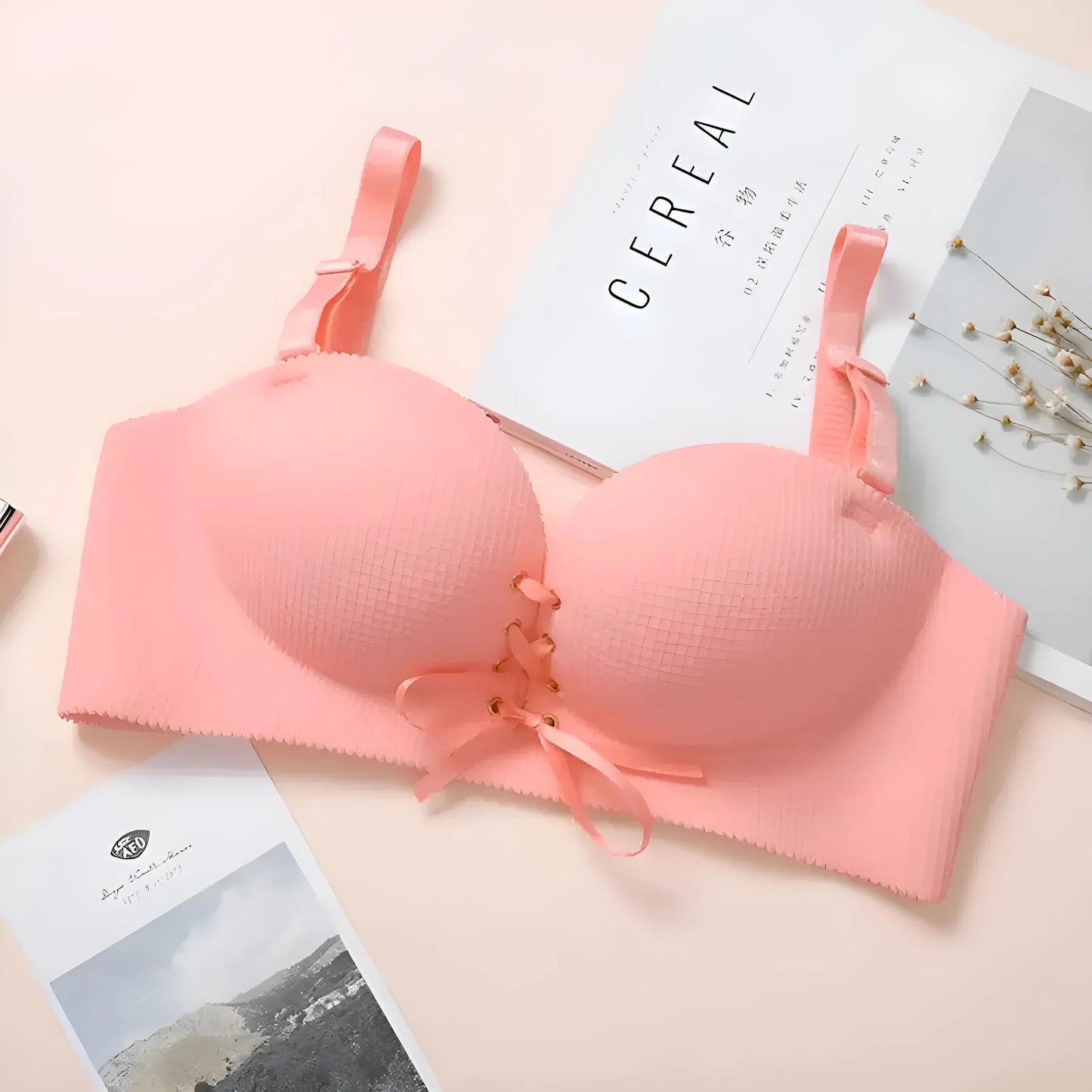 Rose Soutien-gorge push-up avec bretelles réglables