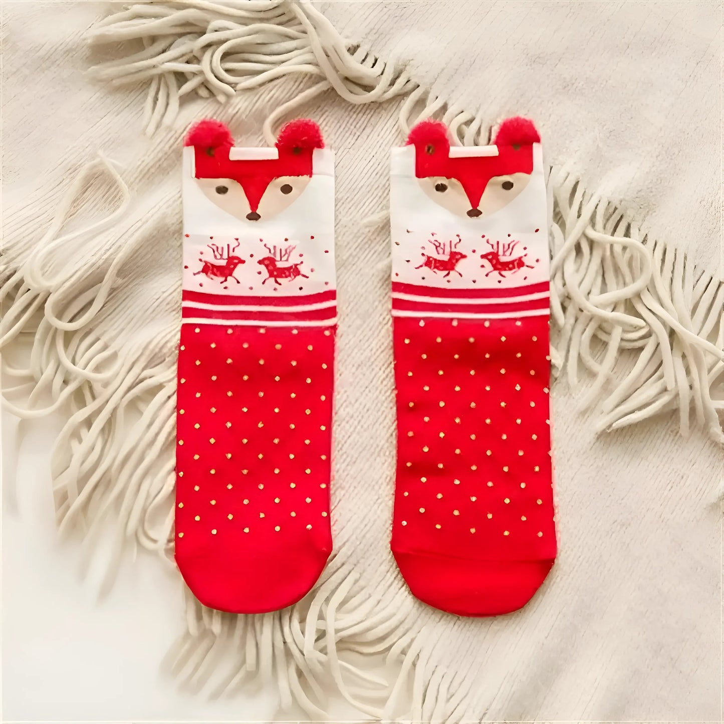 Rouge-Blanc Chaussettes de Noël pour femmes