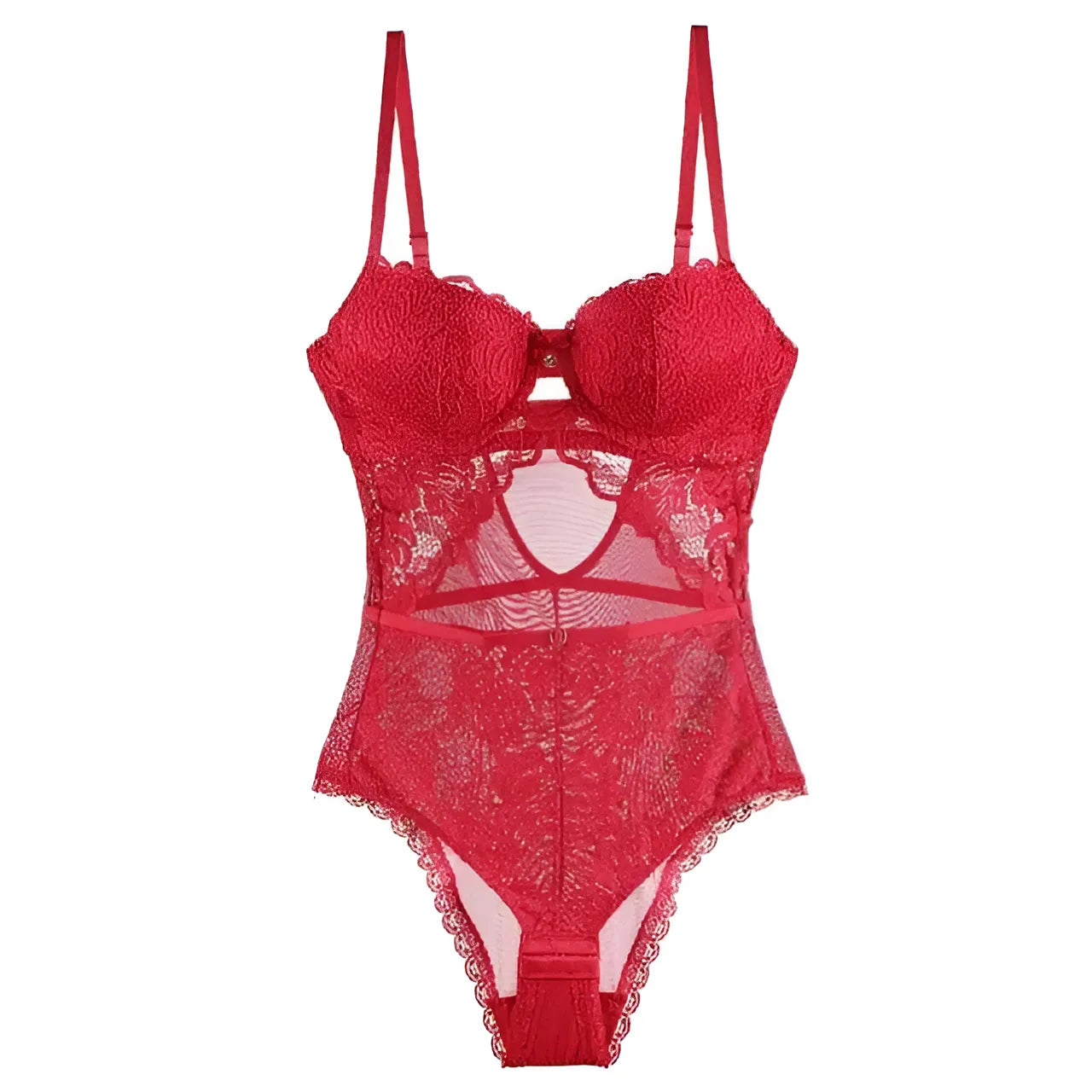 Rouge Body avec des inserts en mesh et des bordures en dentelle