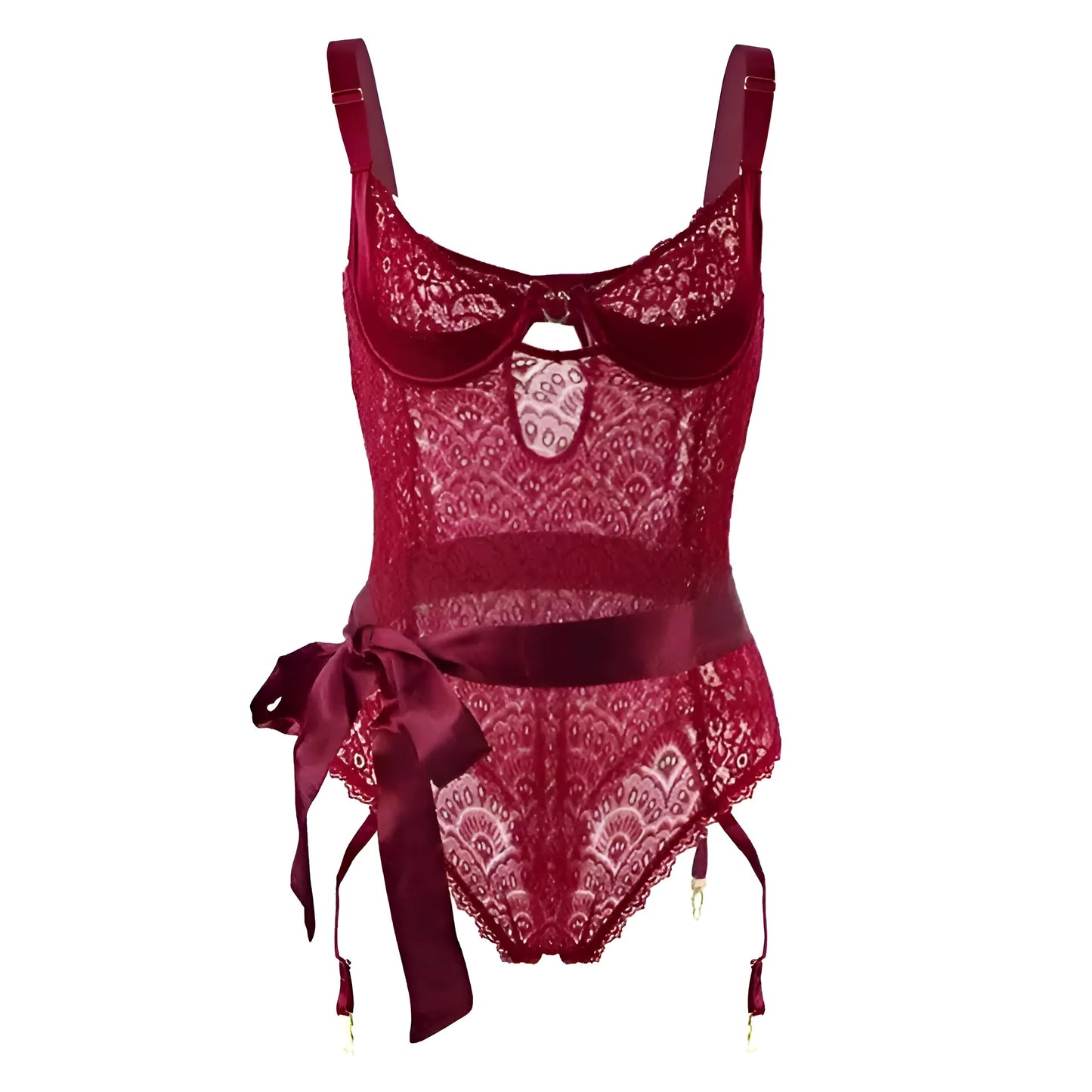 Rouge Body en dentelle grande taille avec ceinture à la taille