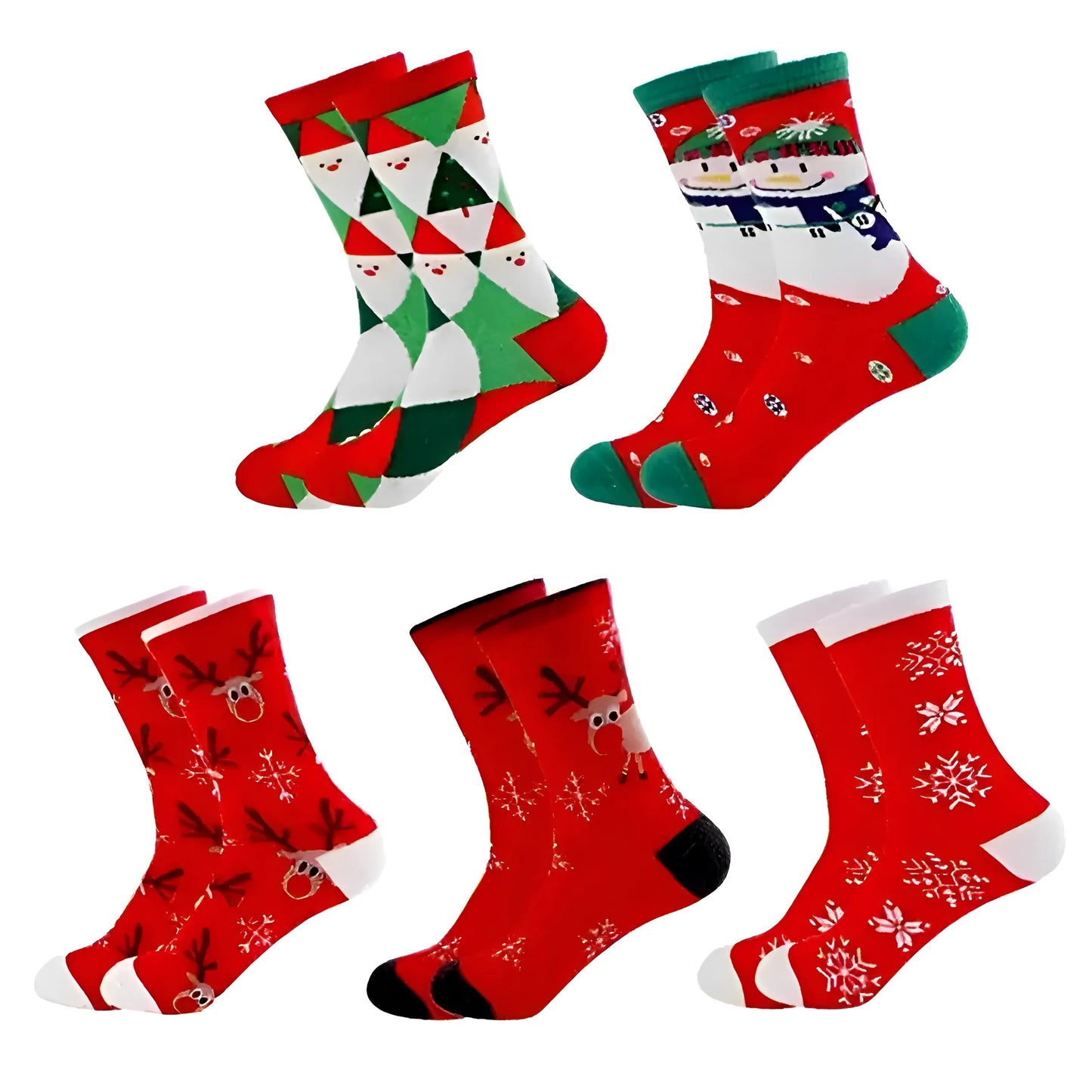 Rouge Chaussettes de Noël - Pack de 5