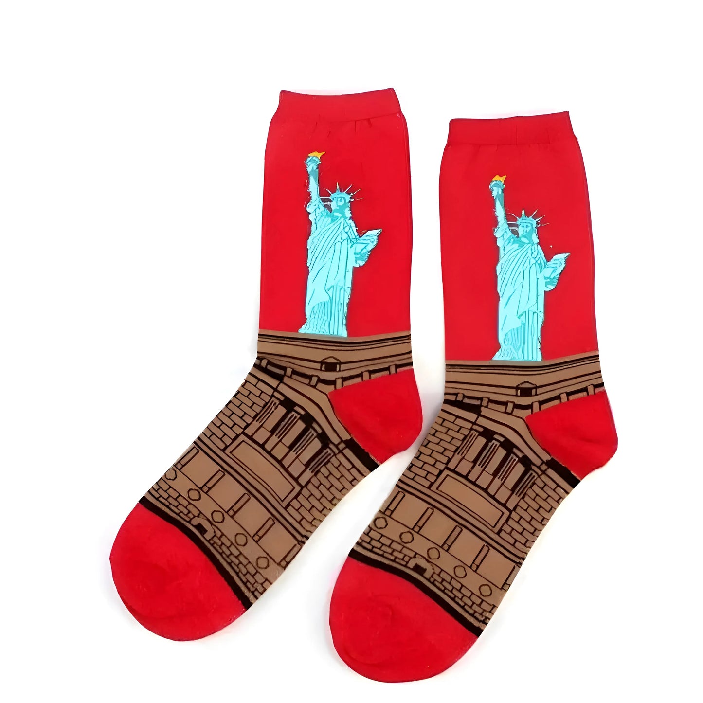 Rouge Chaussettes longues avec des motifs artistiques