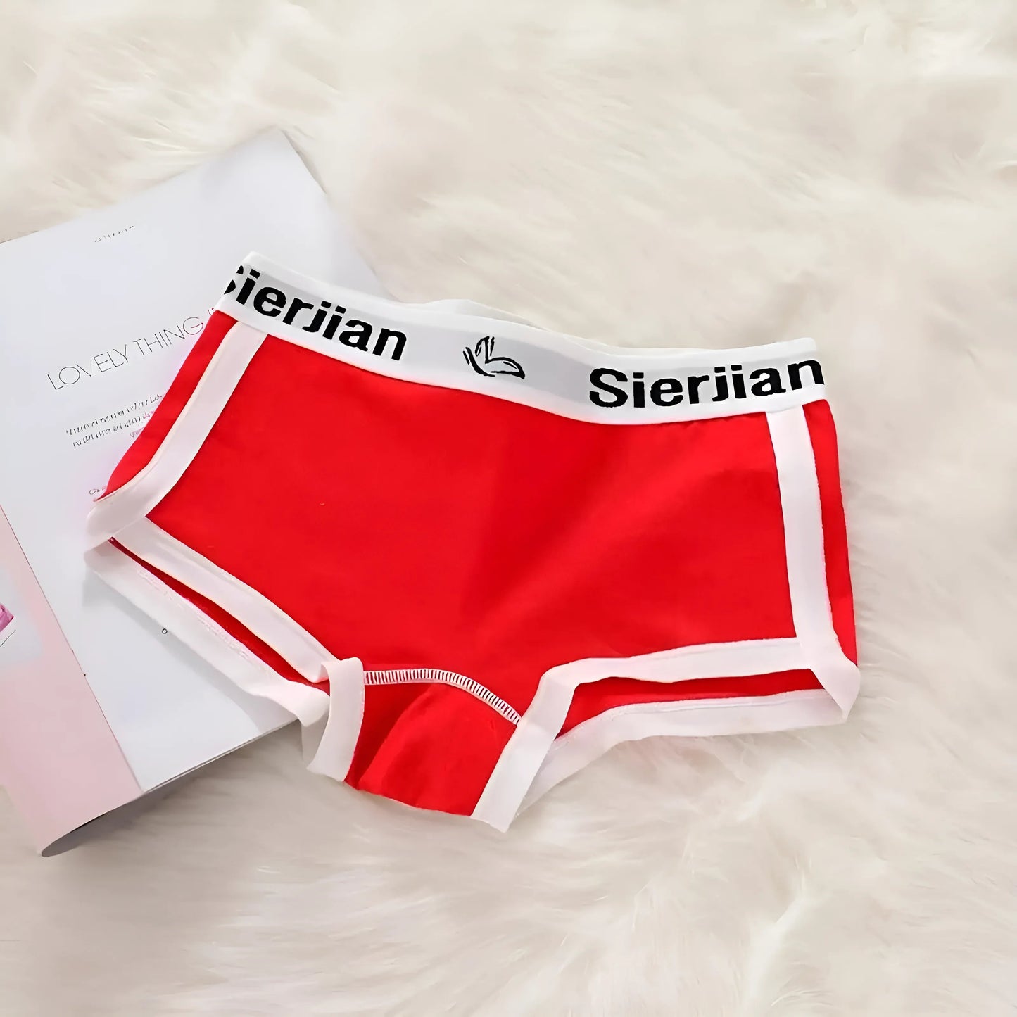 Rouge Culottes de boxeur pour femmes avec passepoil