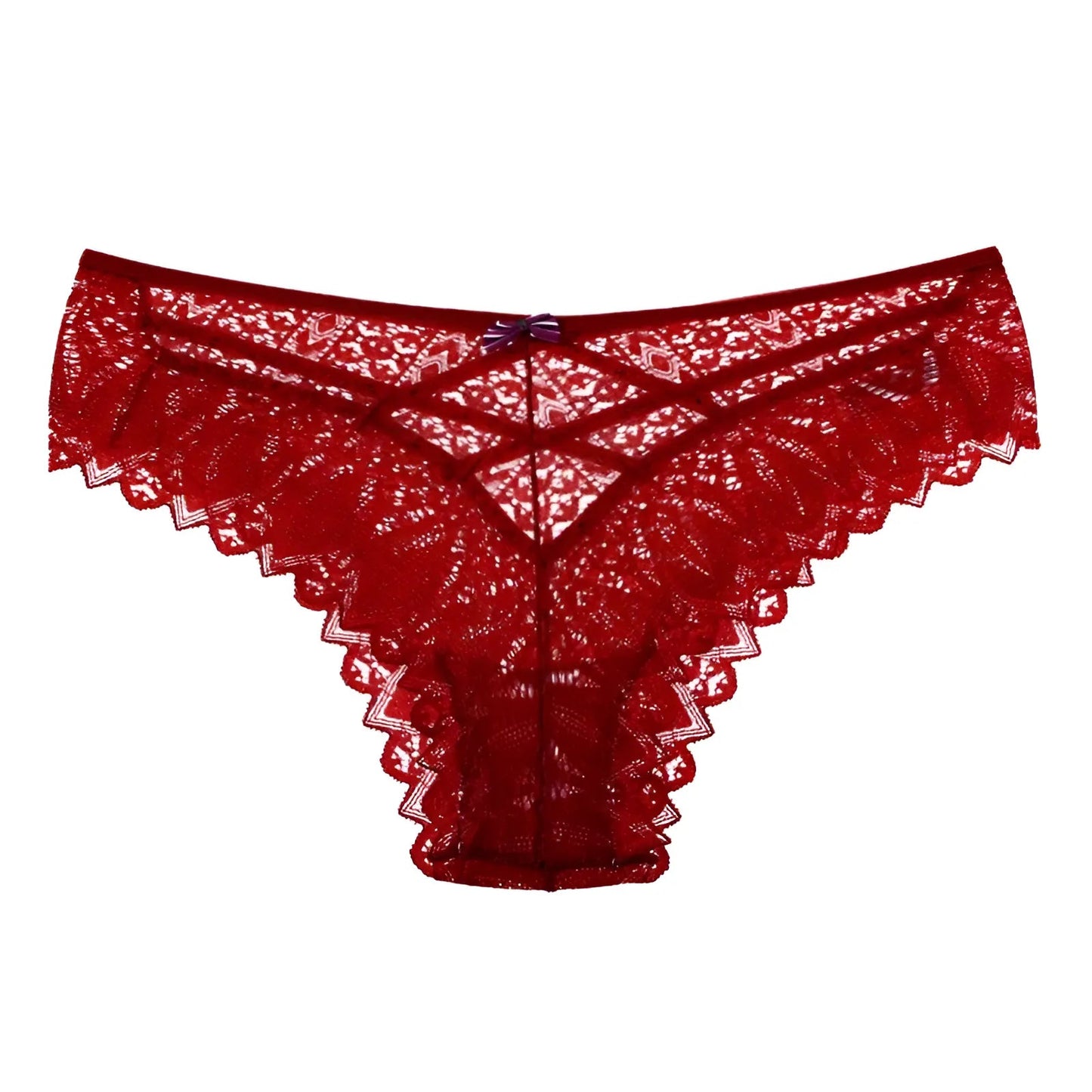 Rouge Culottes en dentelle avec des bretelles