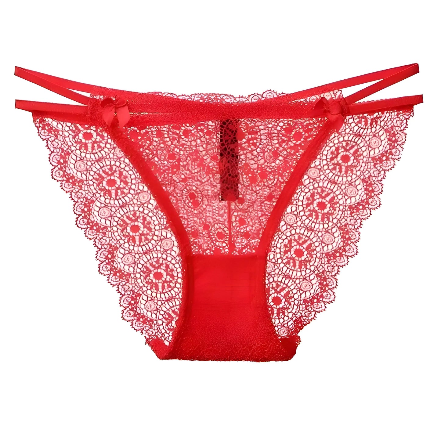 Rouge Culottes en dentelle avec des bretelles