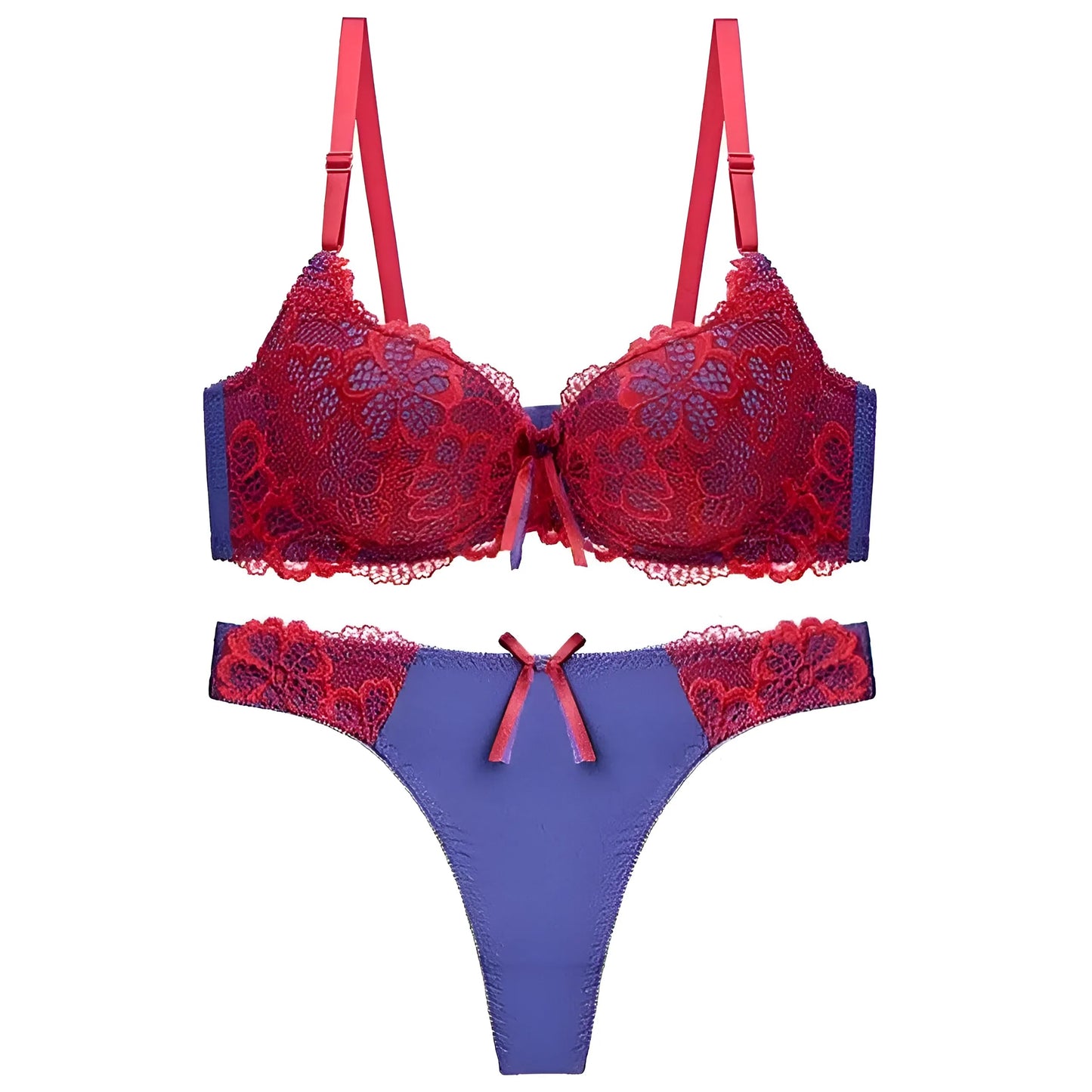 Rouge Ensemble de lingerie en dentelle classique