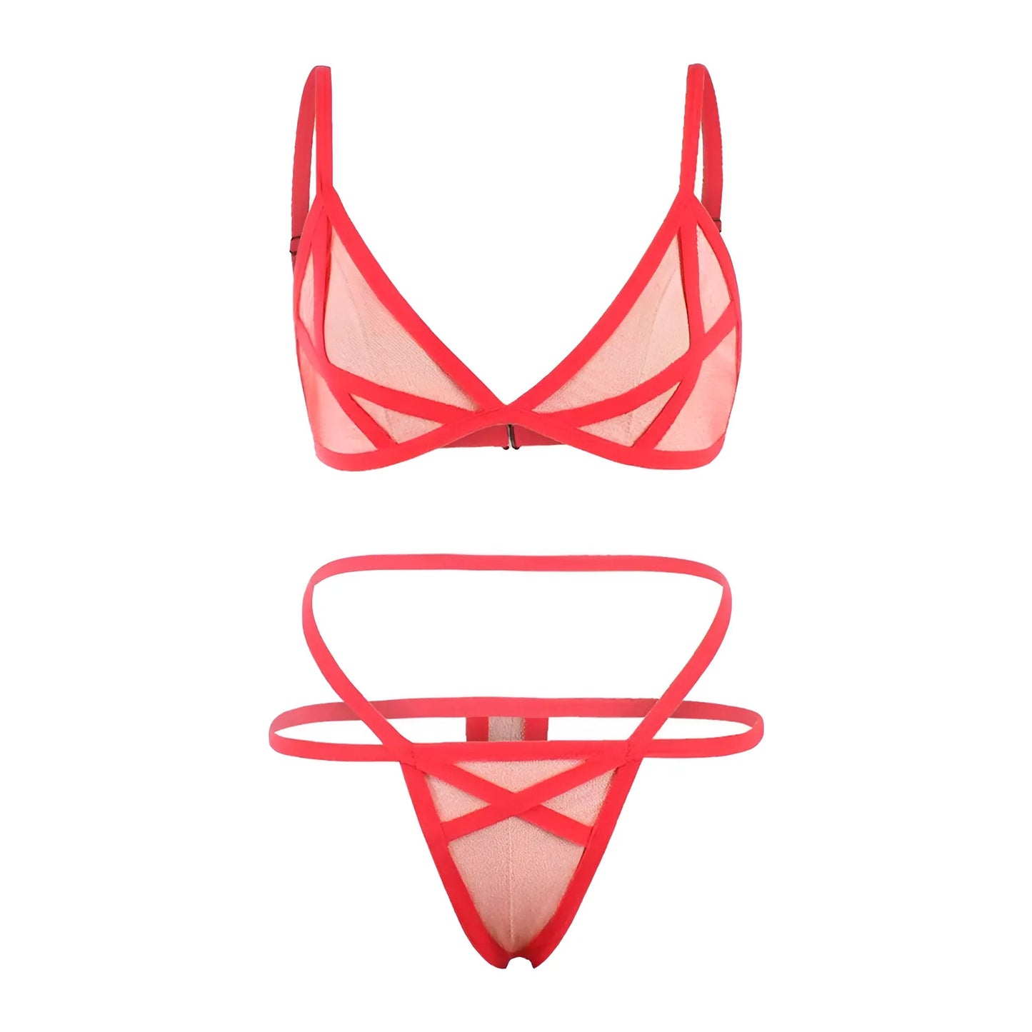 Rouge Ensemble de lingerie en maille avec bretelles
