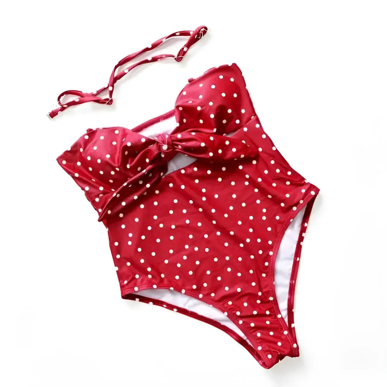 Rouge Maillot de bain une pièce avec haut noué