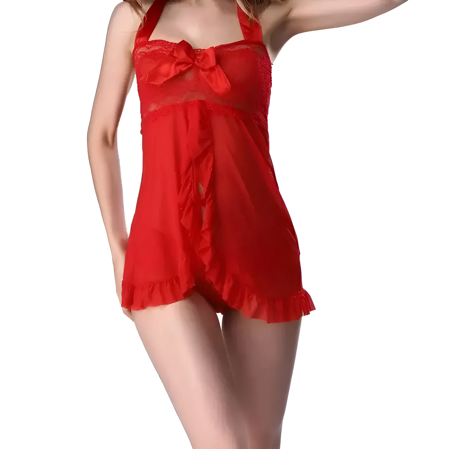 Rouge Nuisette avec fente sous la poitrine