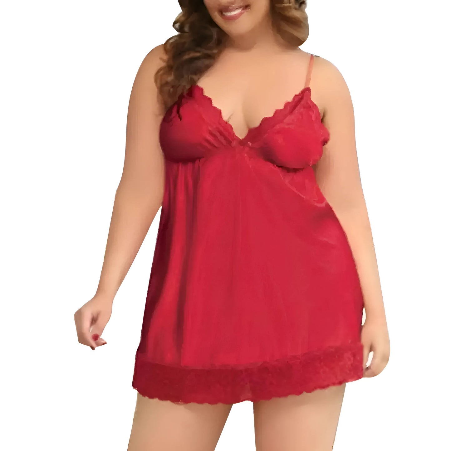 Rouge Nuisette en dentelle grande taille