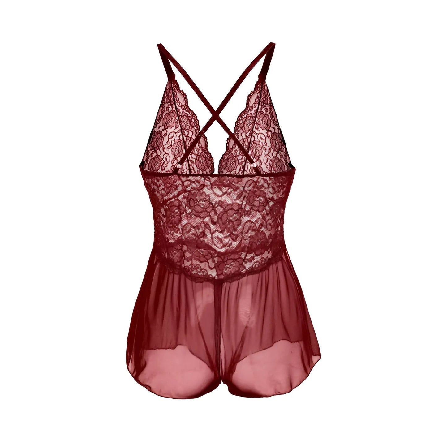 Rouge Pyjama une pièce en dentelle
