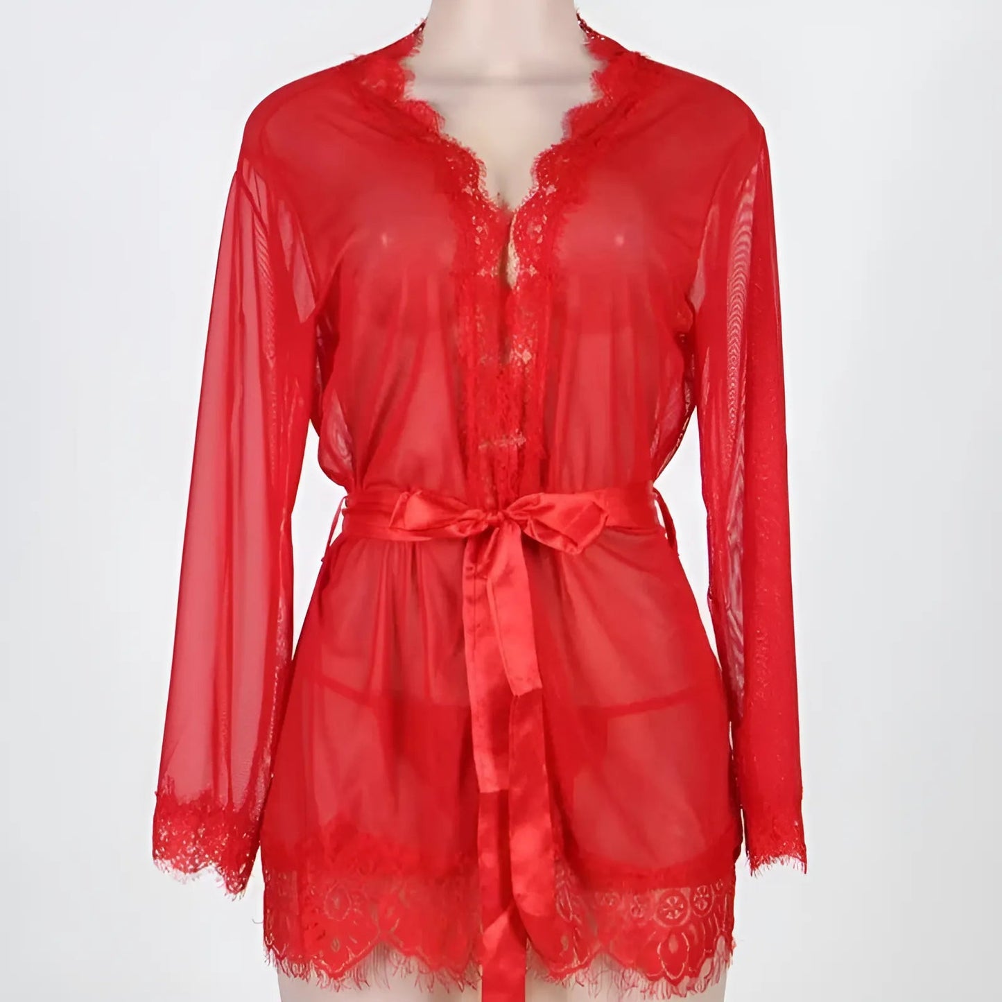Rouge Robe de chambre à dentelle