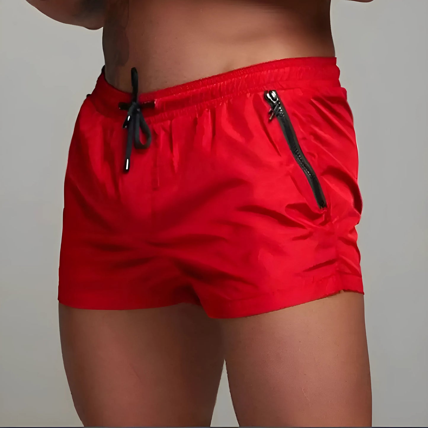 Rouge Shorts de bain pour hommes avec poche