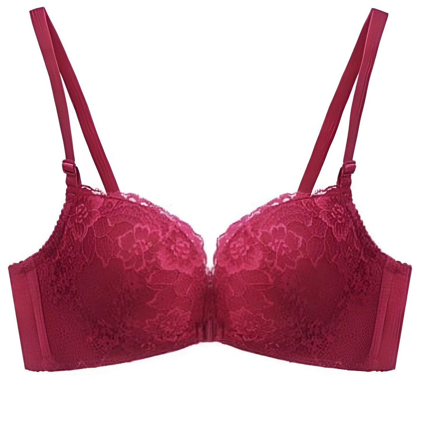 Rouge Soutien-gorge push-up à fermeture en dentelle