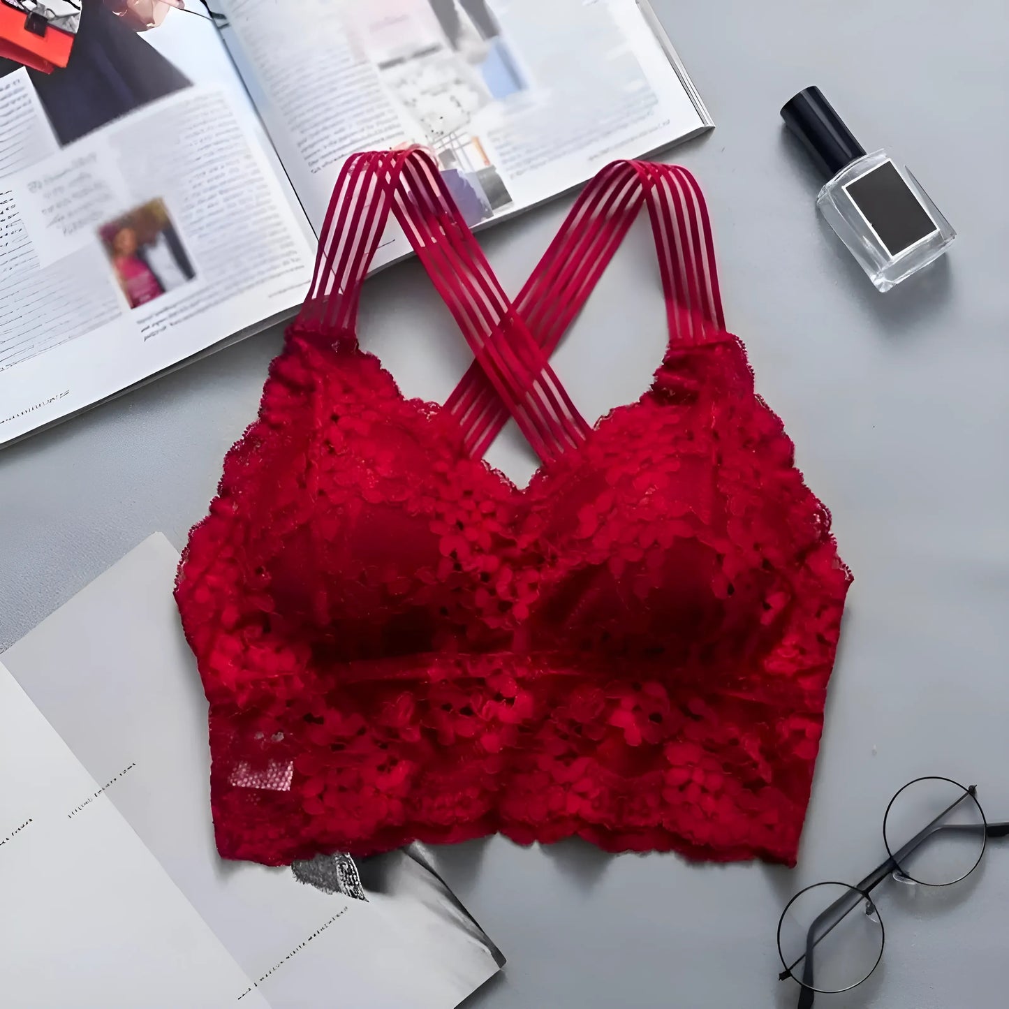 Rouge Top en dentelle