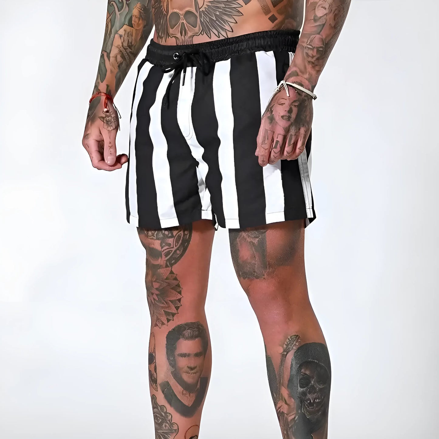 Shorts de bain à rayures verticales pour hommes