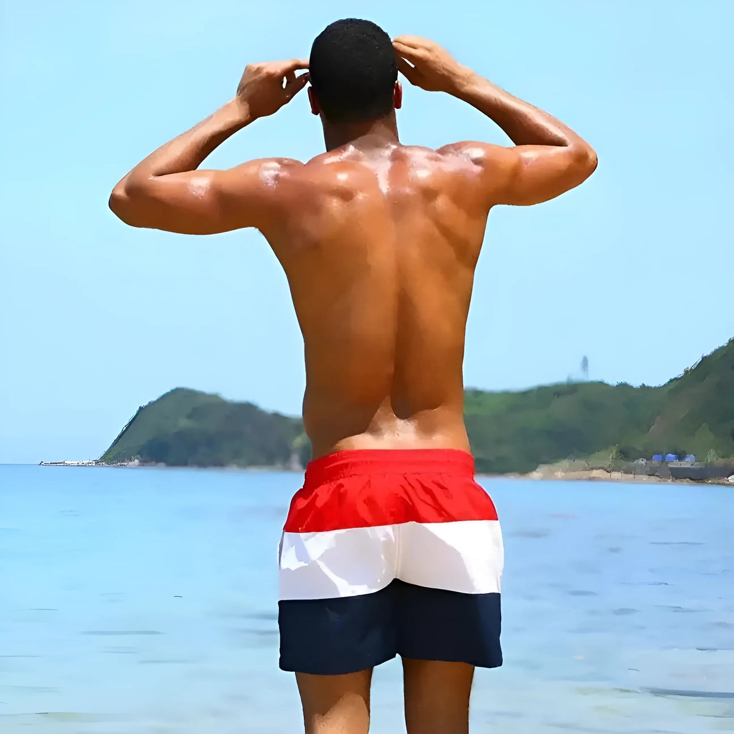 Shorts de bain pour hommes à rayures larges
