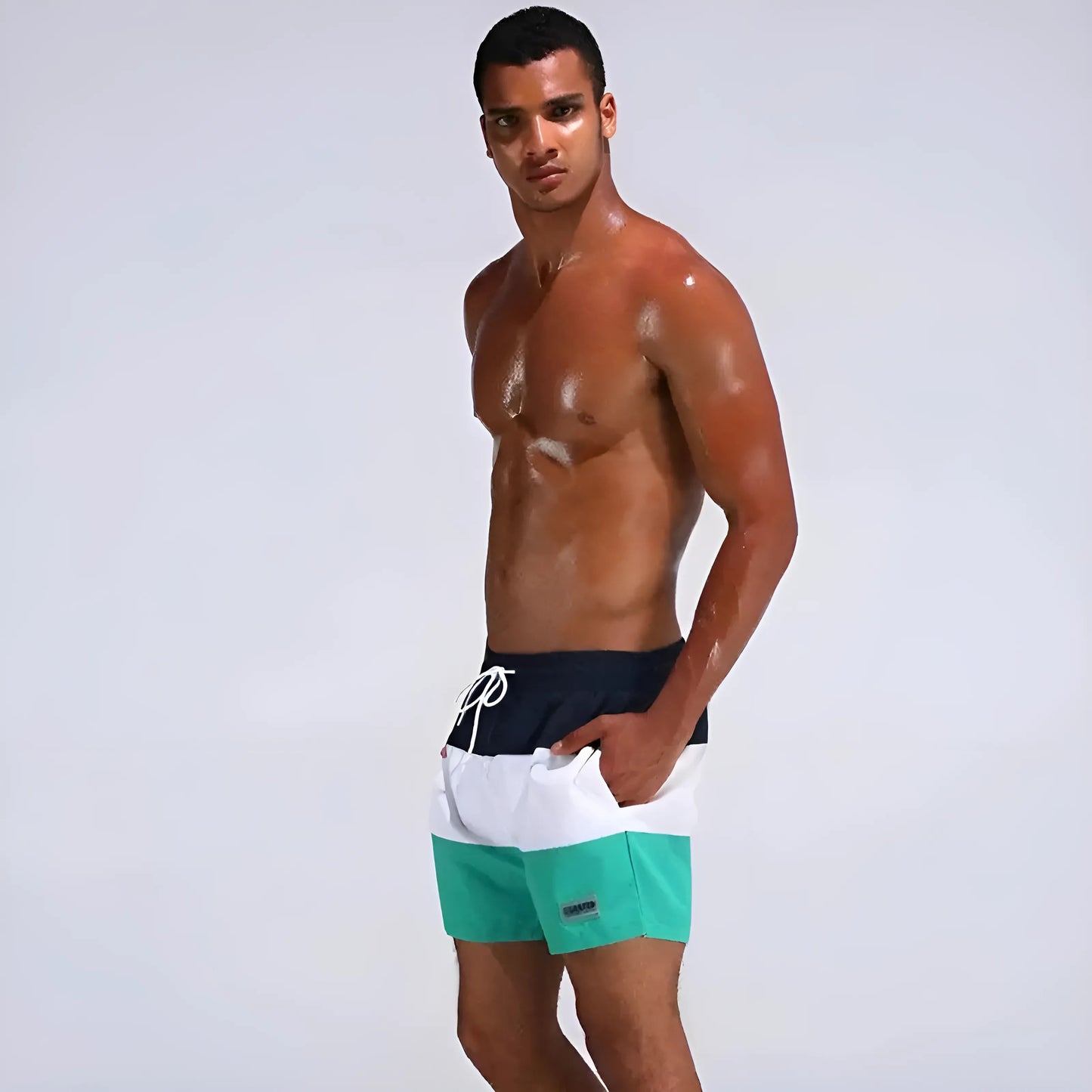 Shorts de bain pour hommes à rayures larges