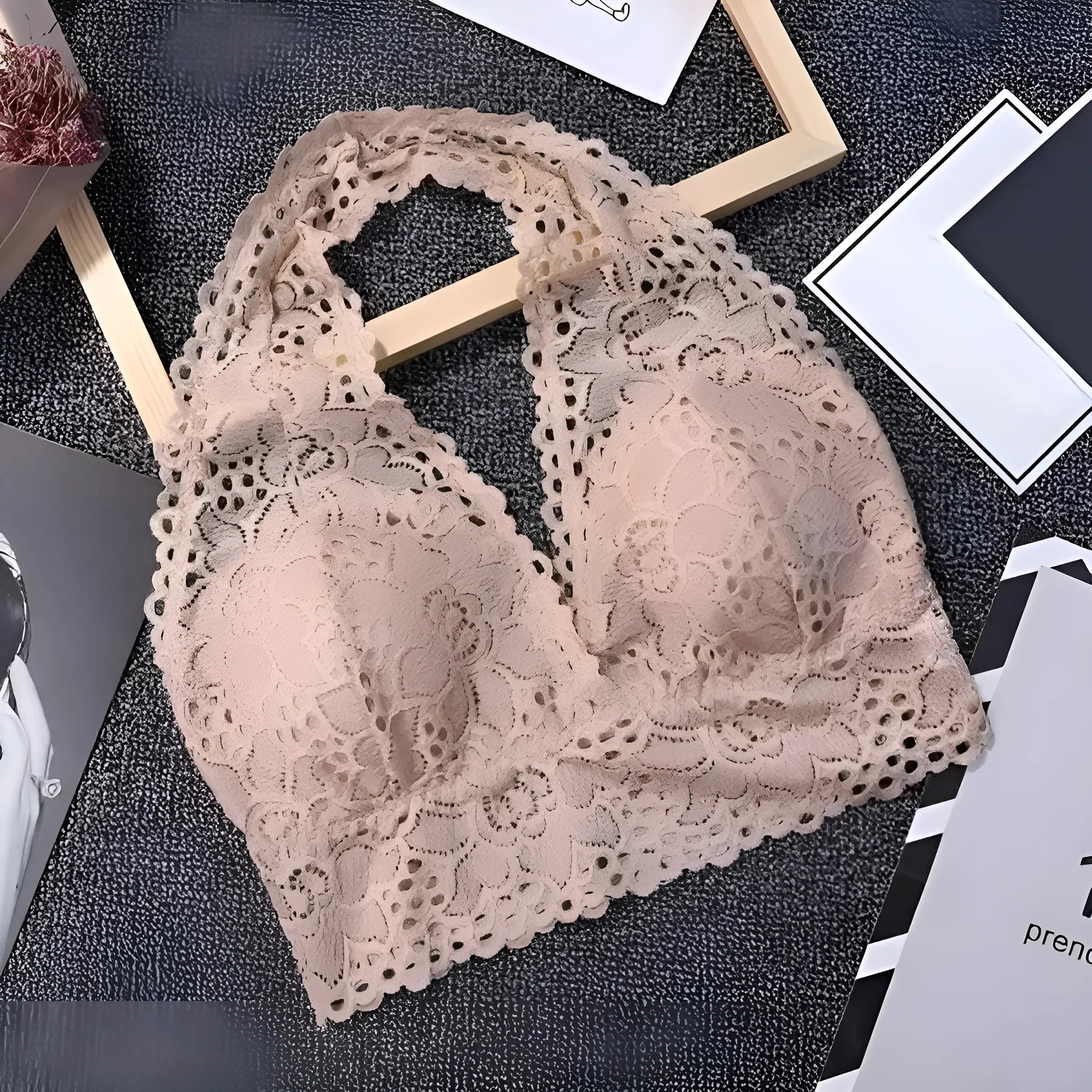 Soutien-gorge halter à dentelle