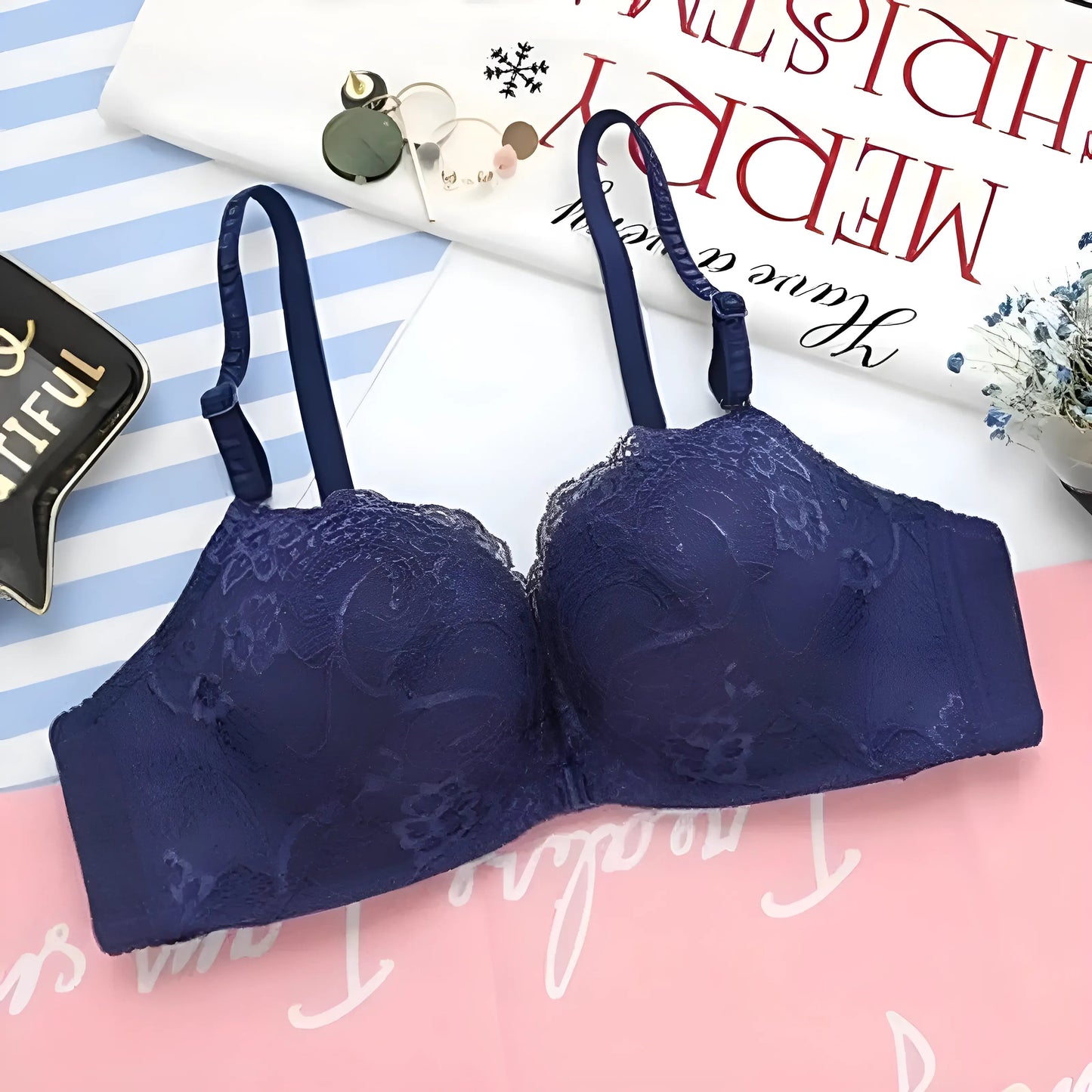 Soutien-gorge push-up à fermeture en dentelle