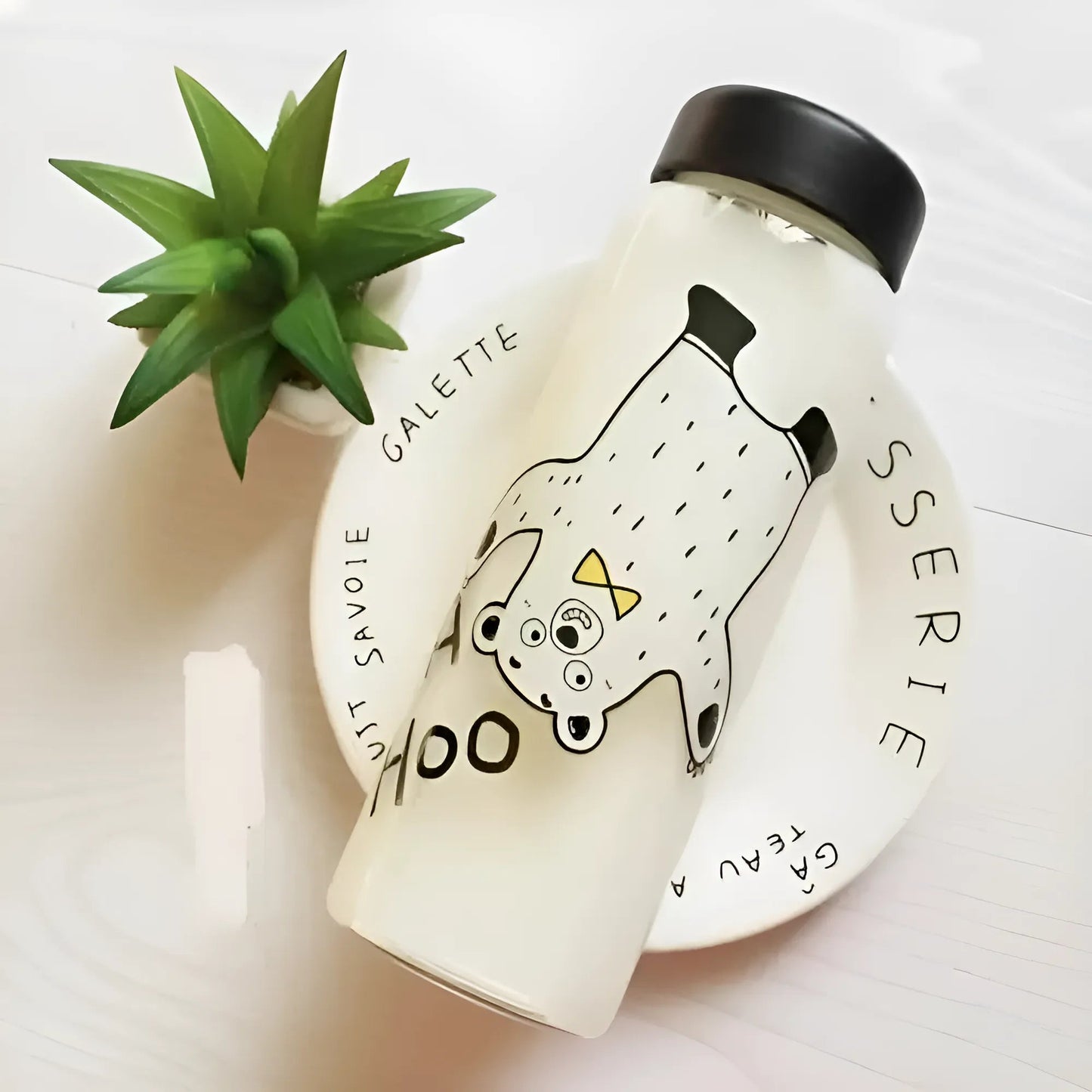 Teddy blanc Bouteille d'eau avec des ours