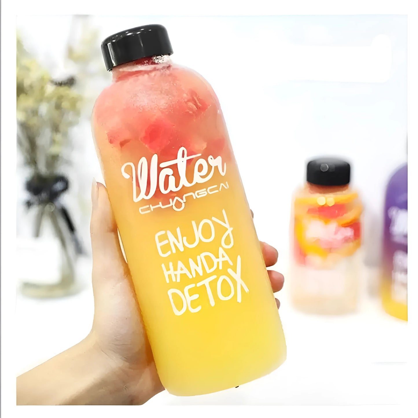 Transparent Bouteille d'eau avec texte imprimé