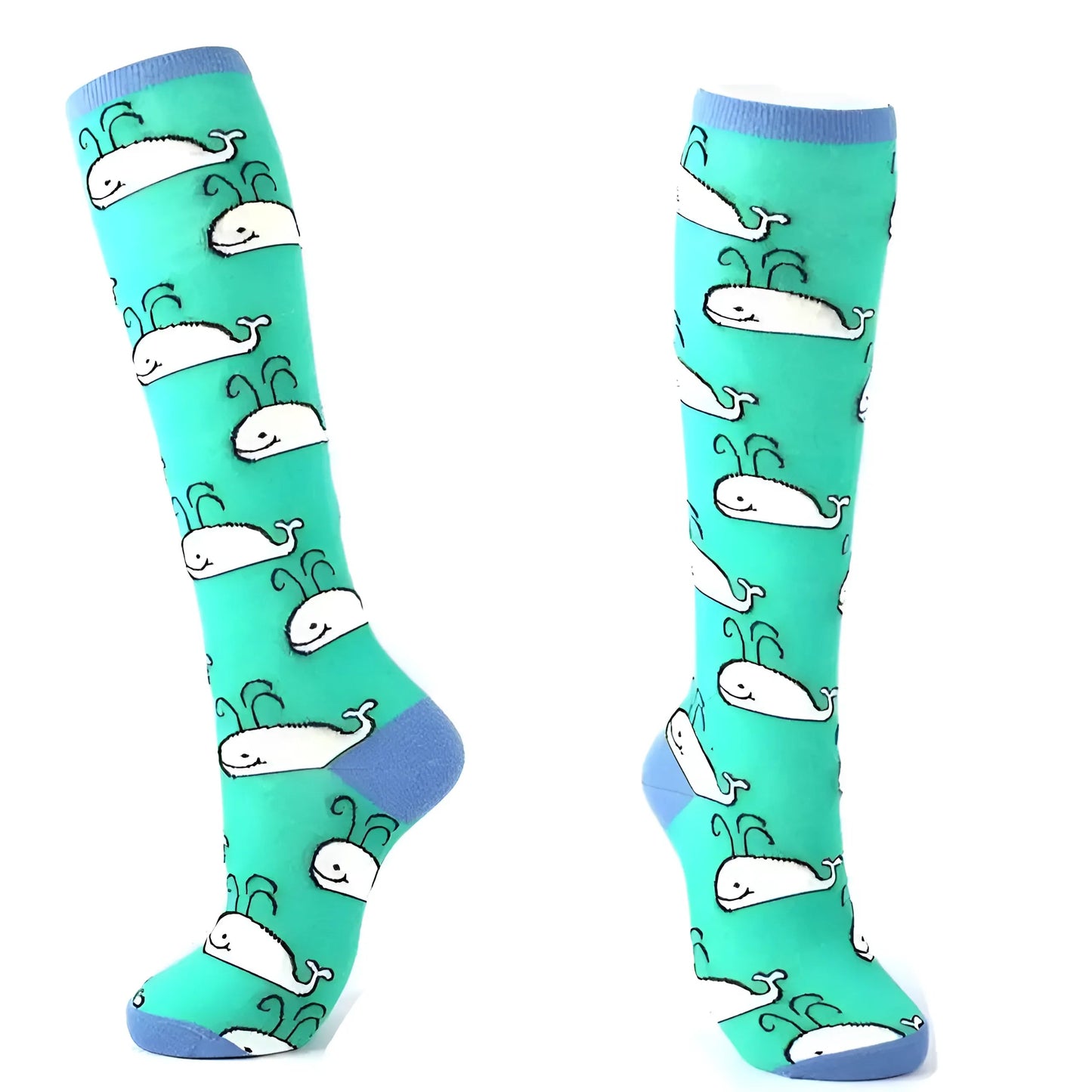 Turquoise Chaussettes longues à motifs colorés