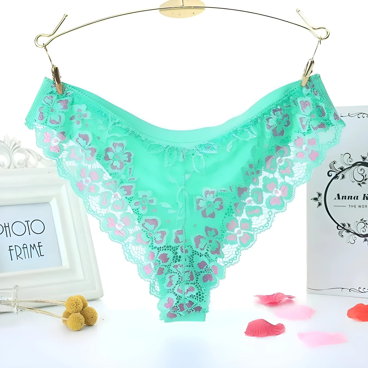 Turquoise Culotte à dos en dentelle