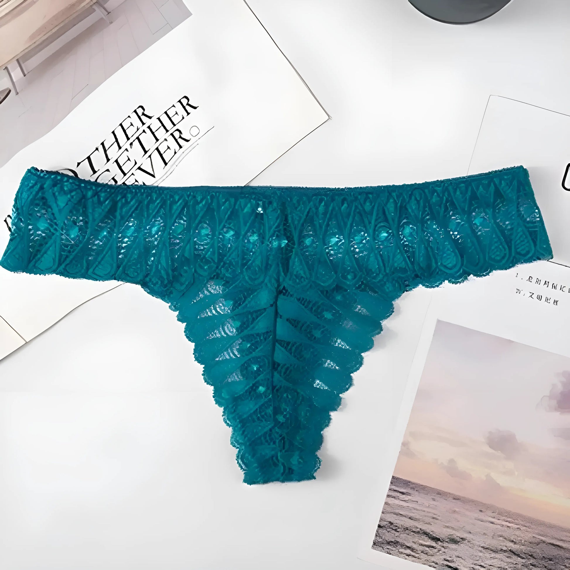 Turquoise Culottes en dentelle avec une taille plus large