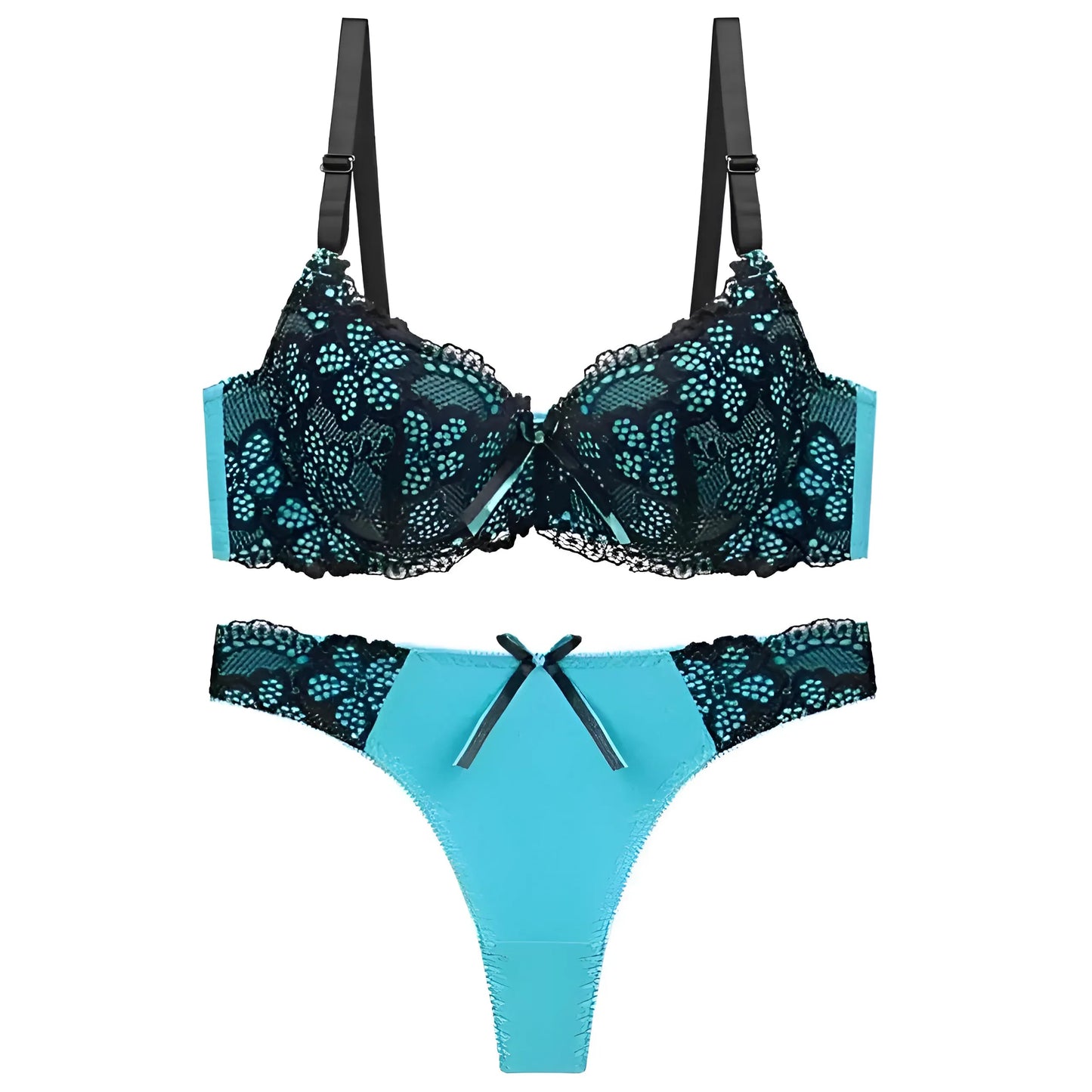 Turquoise Ensemble de lingerie en dentelle classique