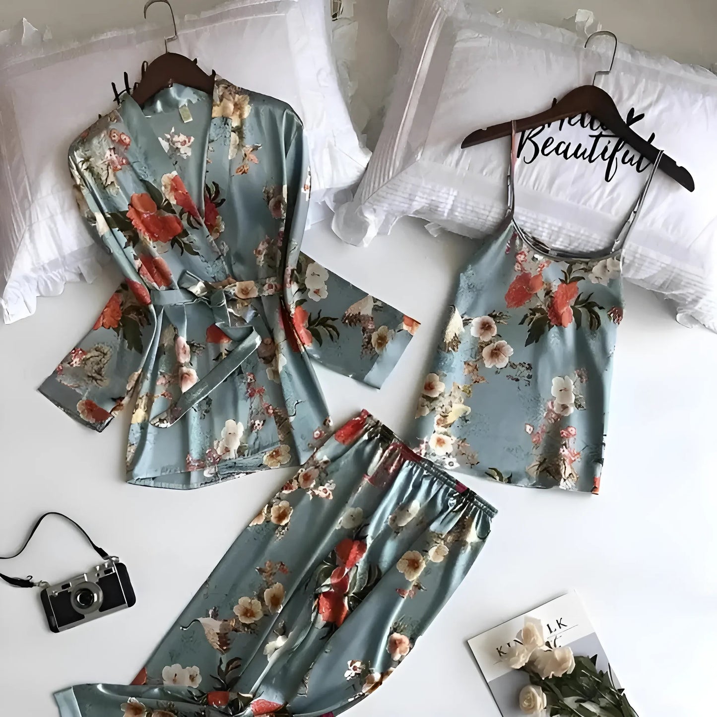 Turquoise Ensemble de sommeil 3 pièces