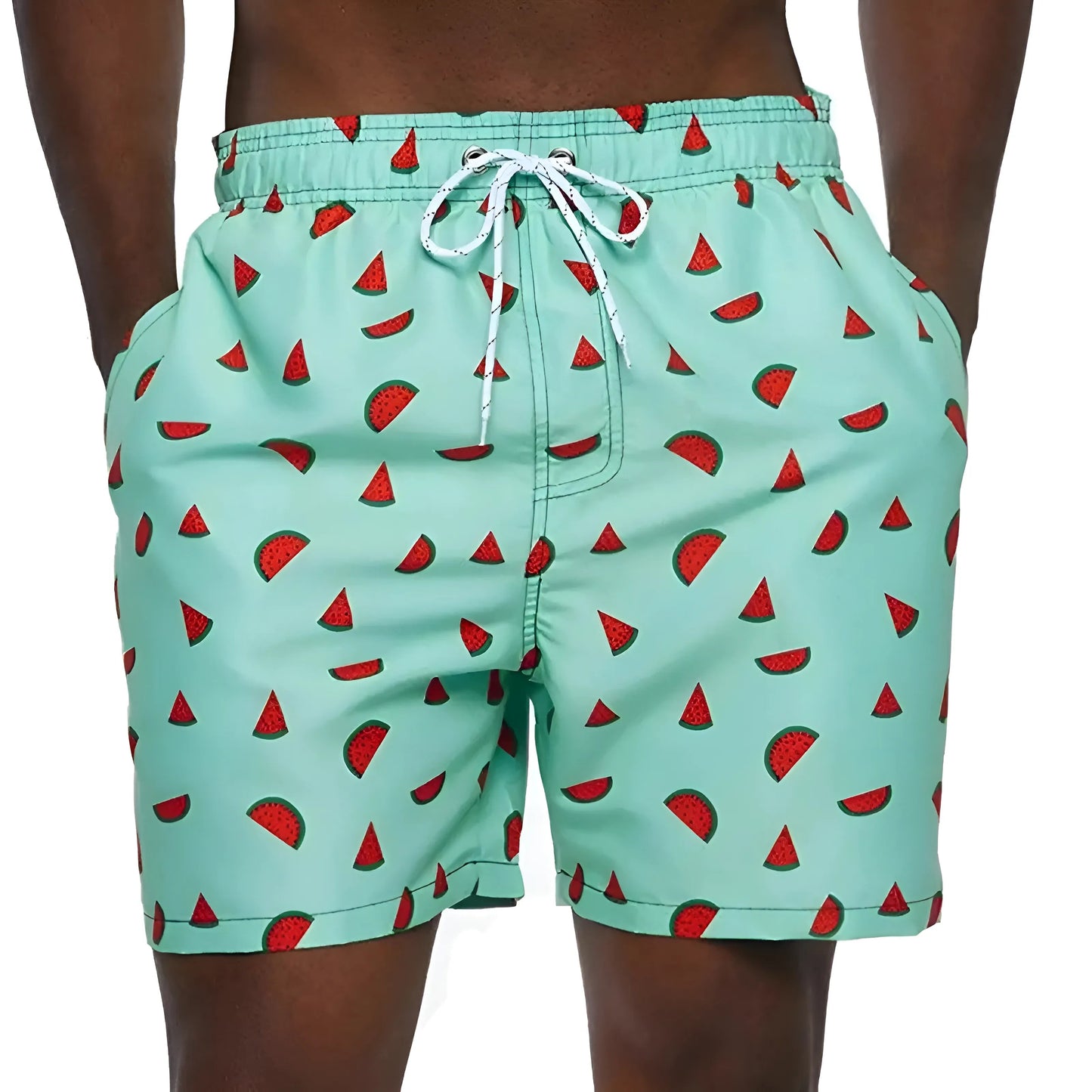 Vert 2 Shorts de bain pour hommes avec imprimé fruits